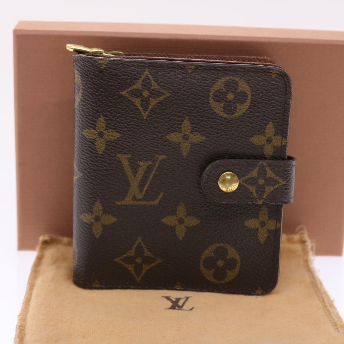 LOUIS VUITTON Monogram Compact Zip Wallet M61667 LV Auth 50449