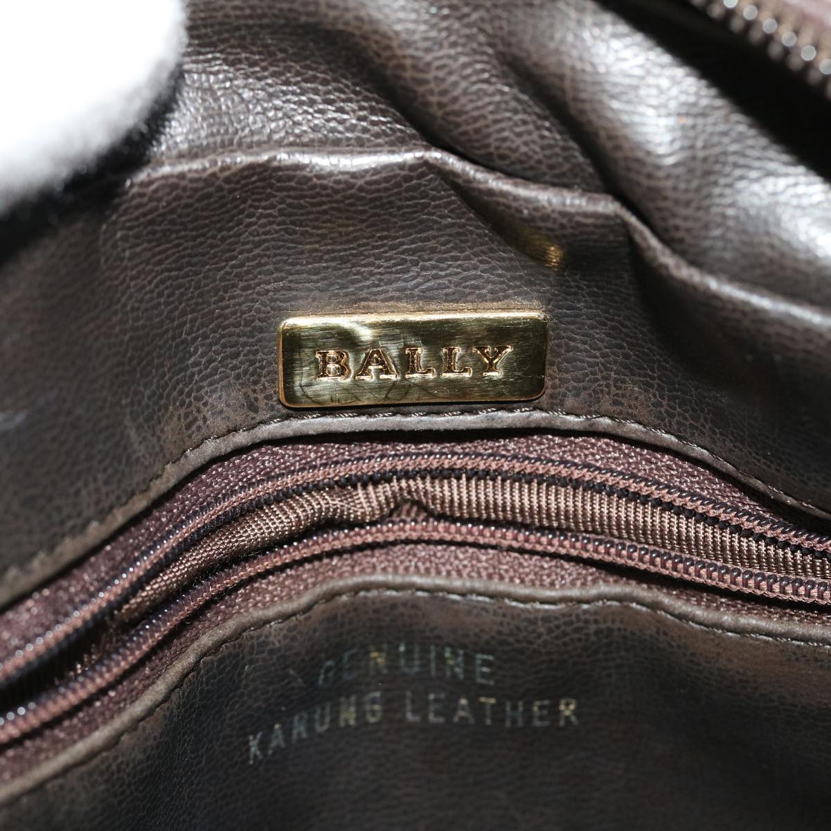 BALLY Quilted Hand Bag Leather Brown Auth 50769