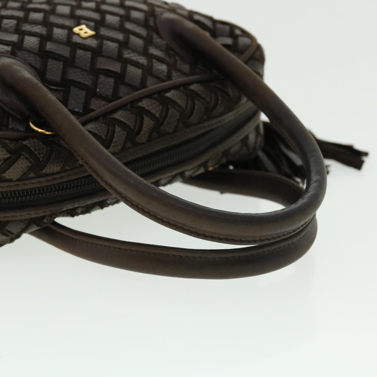 BALLY Quilted Hand Bag Leather Brown Auth 50769