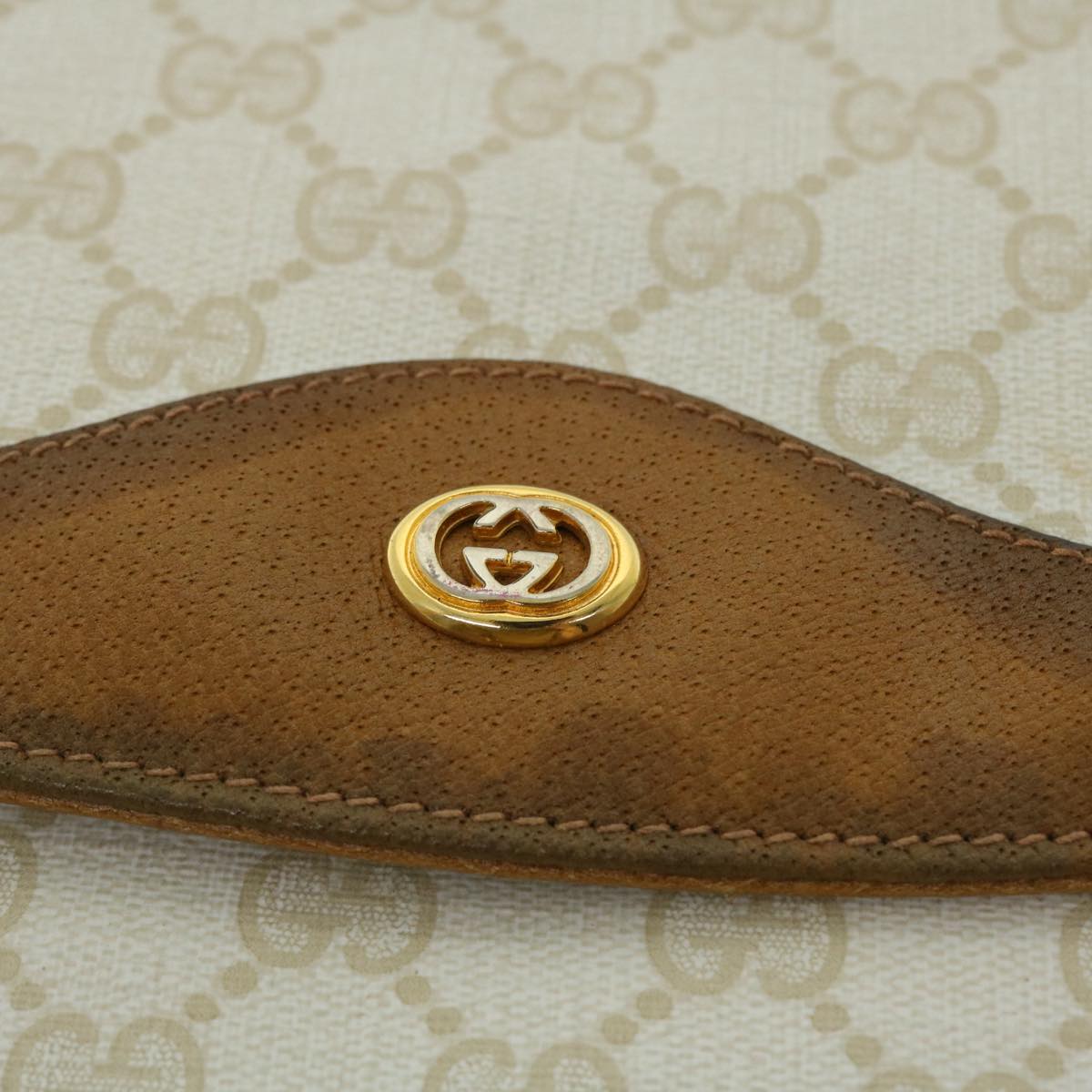 GUCCI GG Canvas Clutch Bag PVC Leather White 156.02.075 Auth 50774