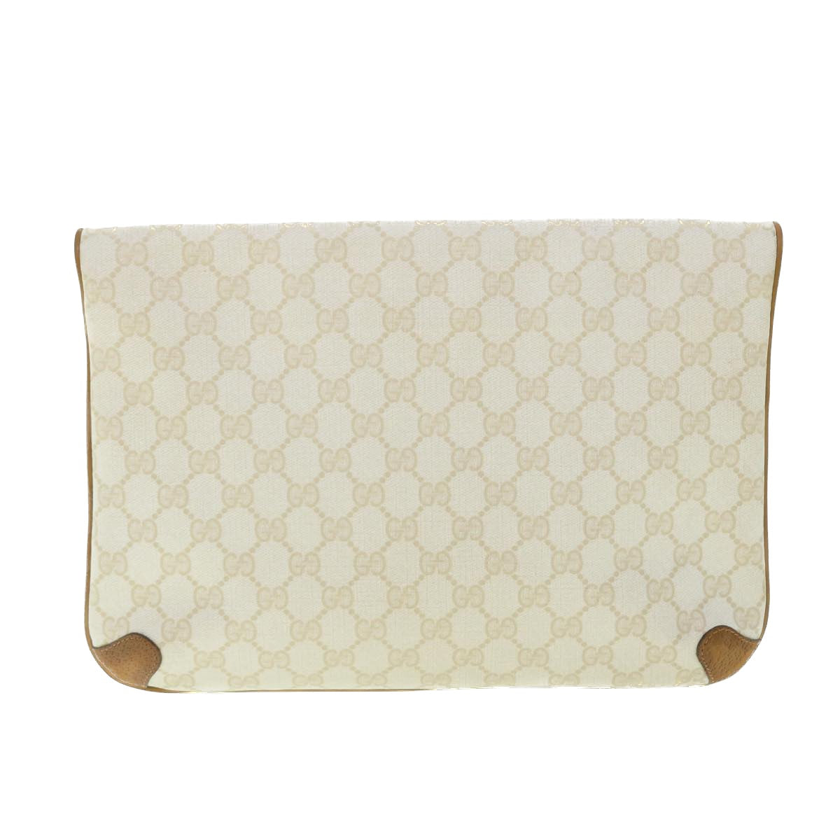 GUCCI GG Canvas Clutch Bag PVC Leather White 156.02.075 Auth 50774