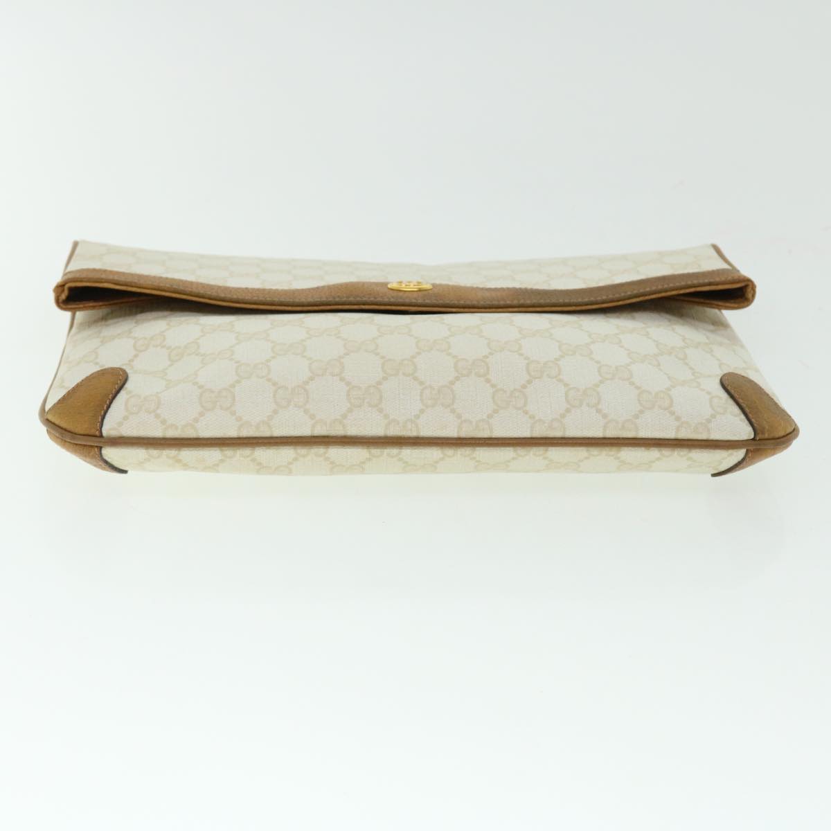 GUCCI GG Canvas Clutch Bag PVC Leather White 156.02.075 Auth 50774