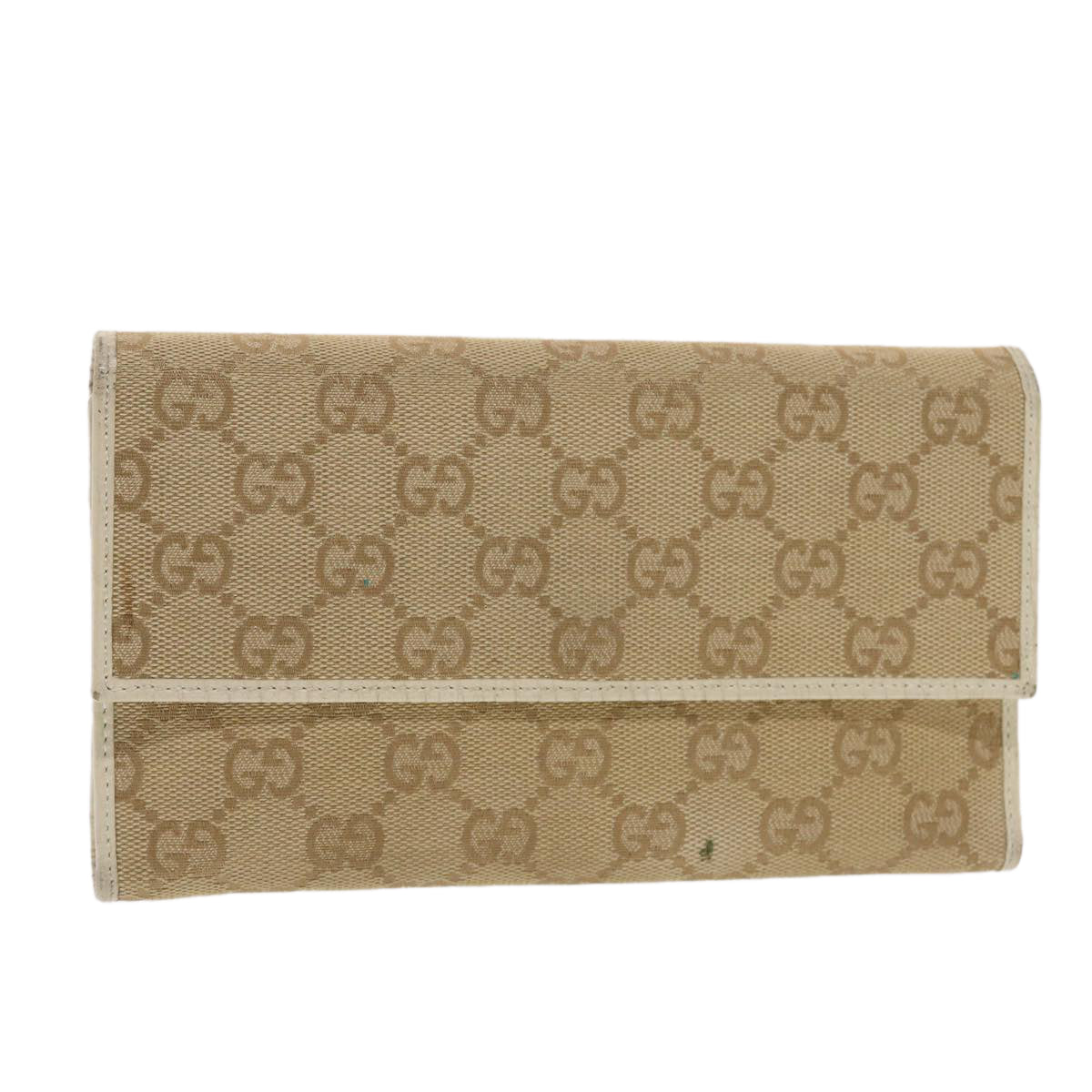 GUCCI GG Canvas Long Wallet Beige 257303 Auth 50817