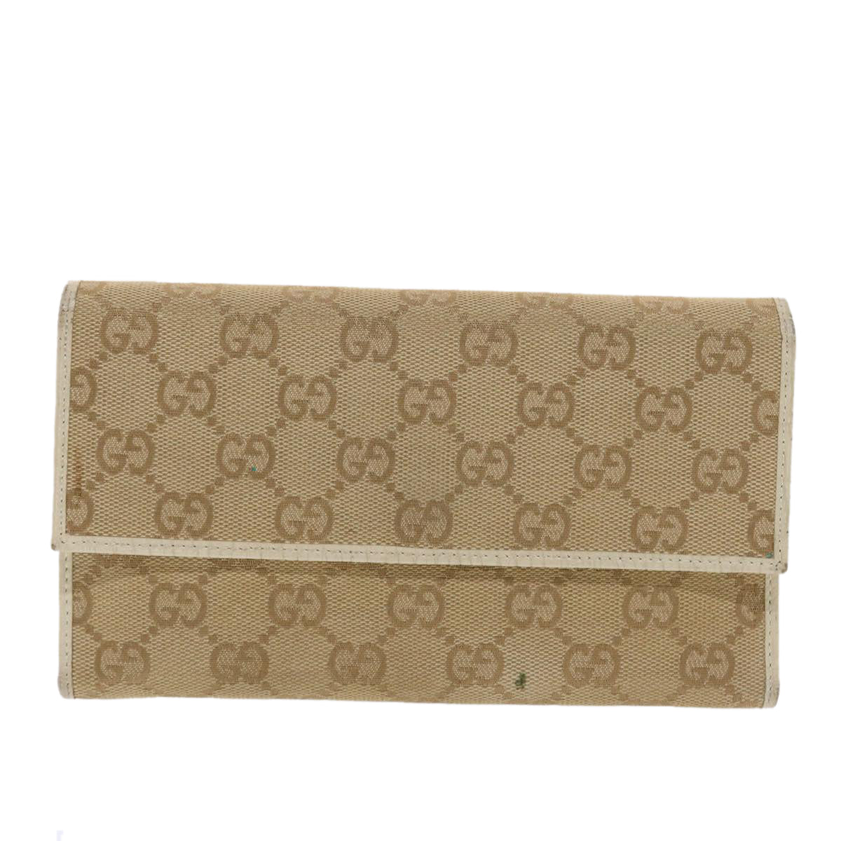 GUCCI GG Canvas Long Wallet Beige 257303 Auth 50817