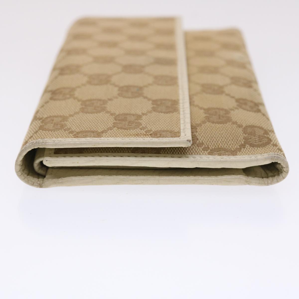 GUCCI GG Canvas Long Wallet Beige 257303 Auth 50817