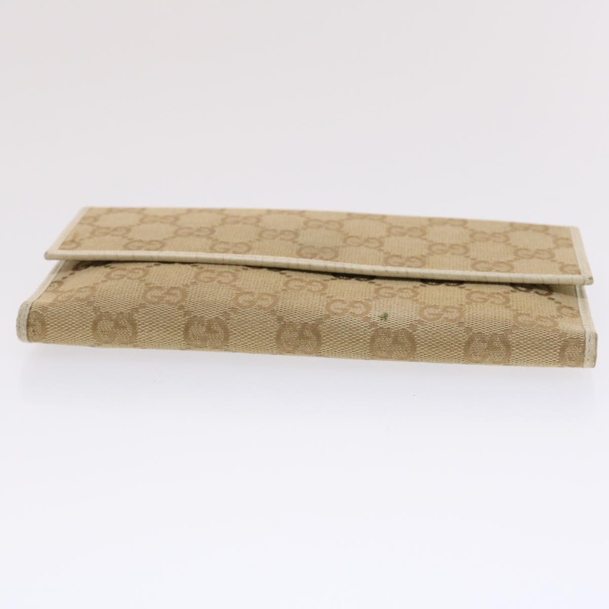 GUCCI GG Canvas Long Wallet Beige 257303 Auth 50817