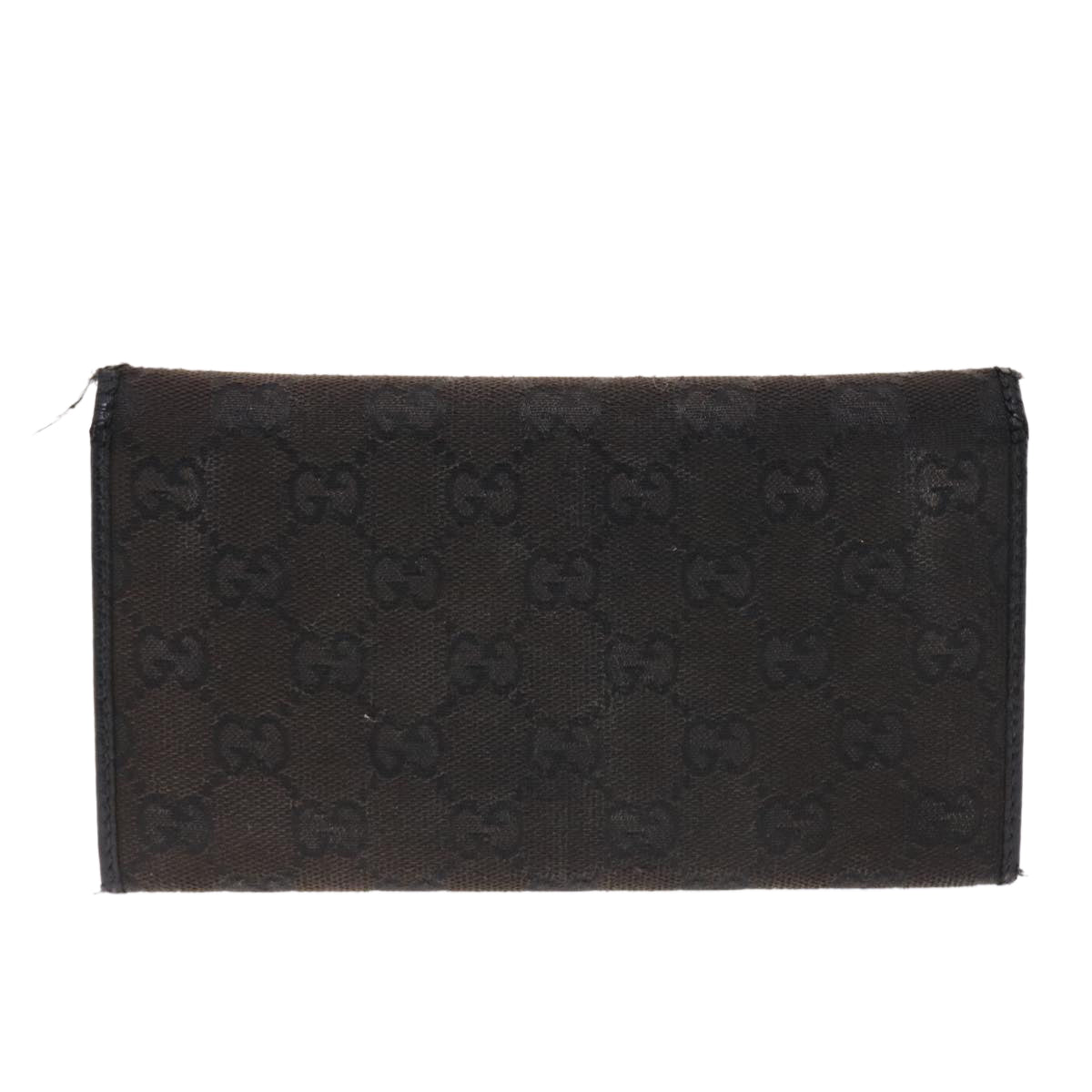 GUCCI GG Canvas Long Wallet Black 244946 Auth 50818