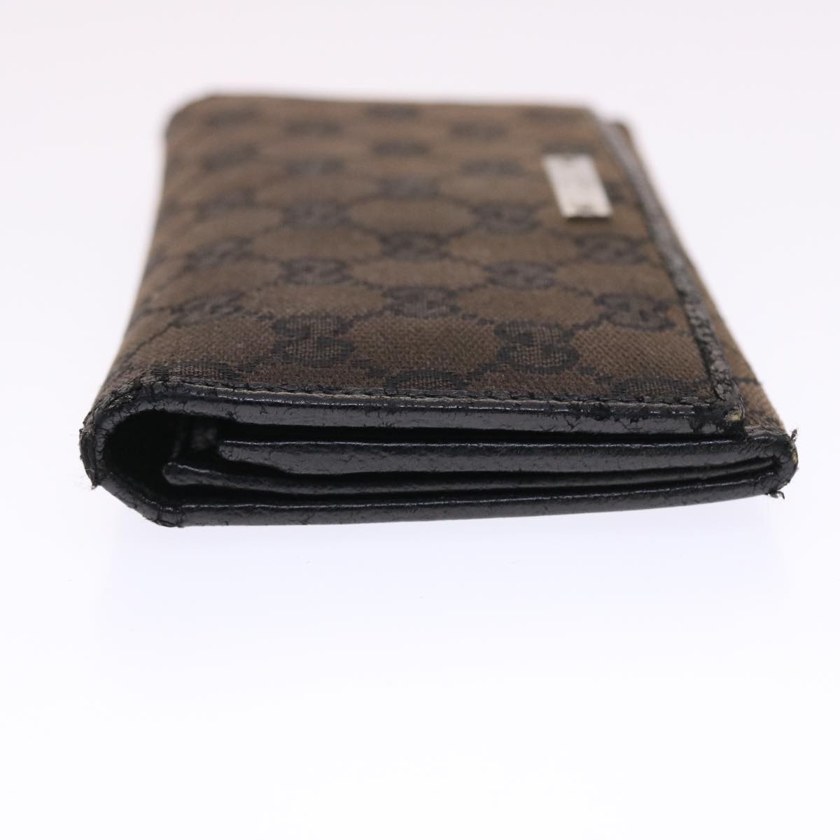 GUCCI GG Canvas Long Wallet Black 244946 Auth 50818