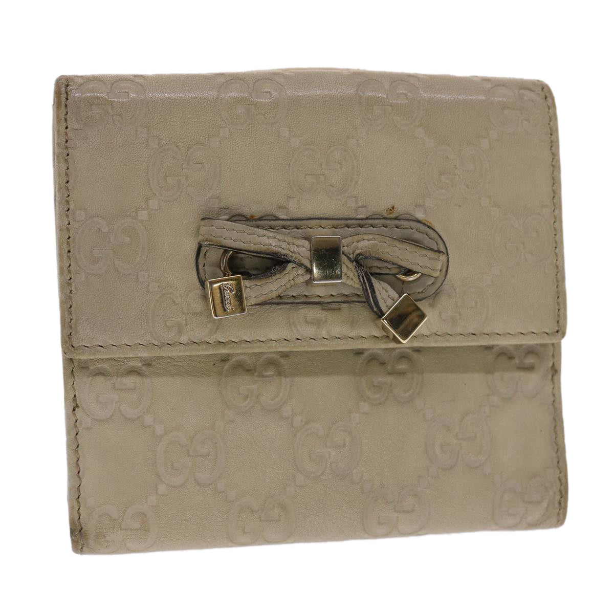 GUCCI GG Canvas Guccissima Wallet White 167465 Auth 50820