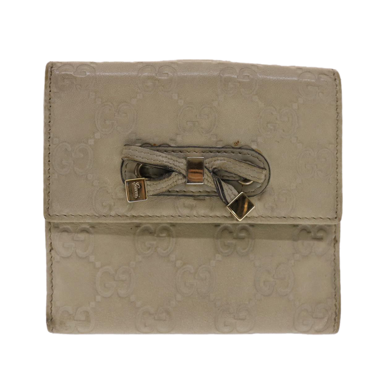 GUCCI GG Canvas Guccissima Wallet White 167465 Auth 50820