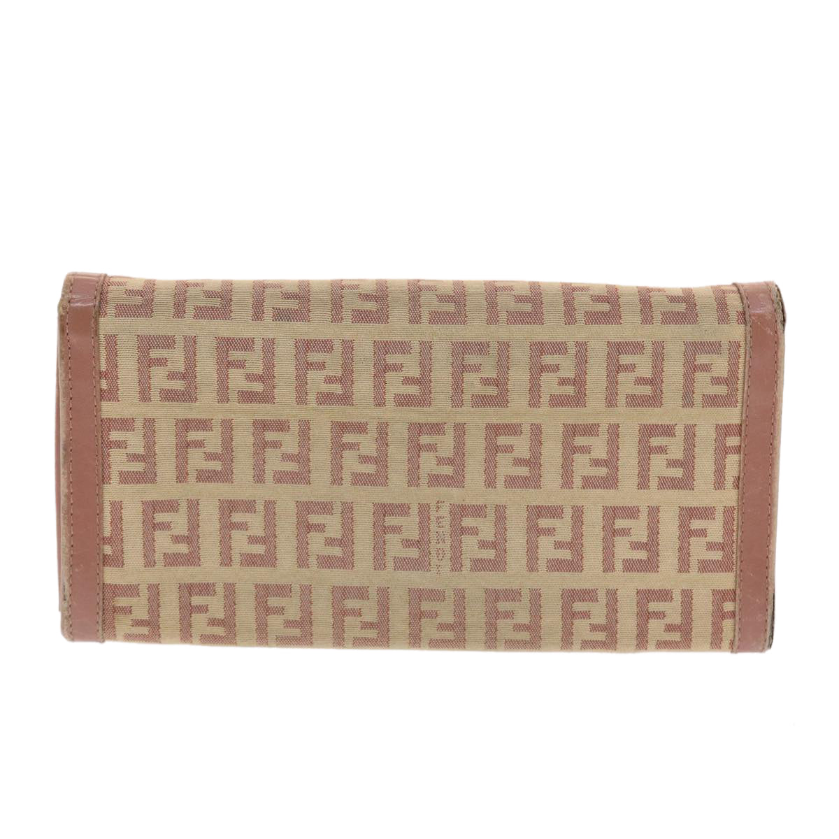 FENDI Zucchino Canvas Long Wallet Pink Auth 50821