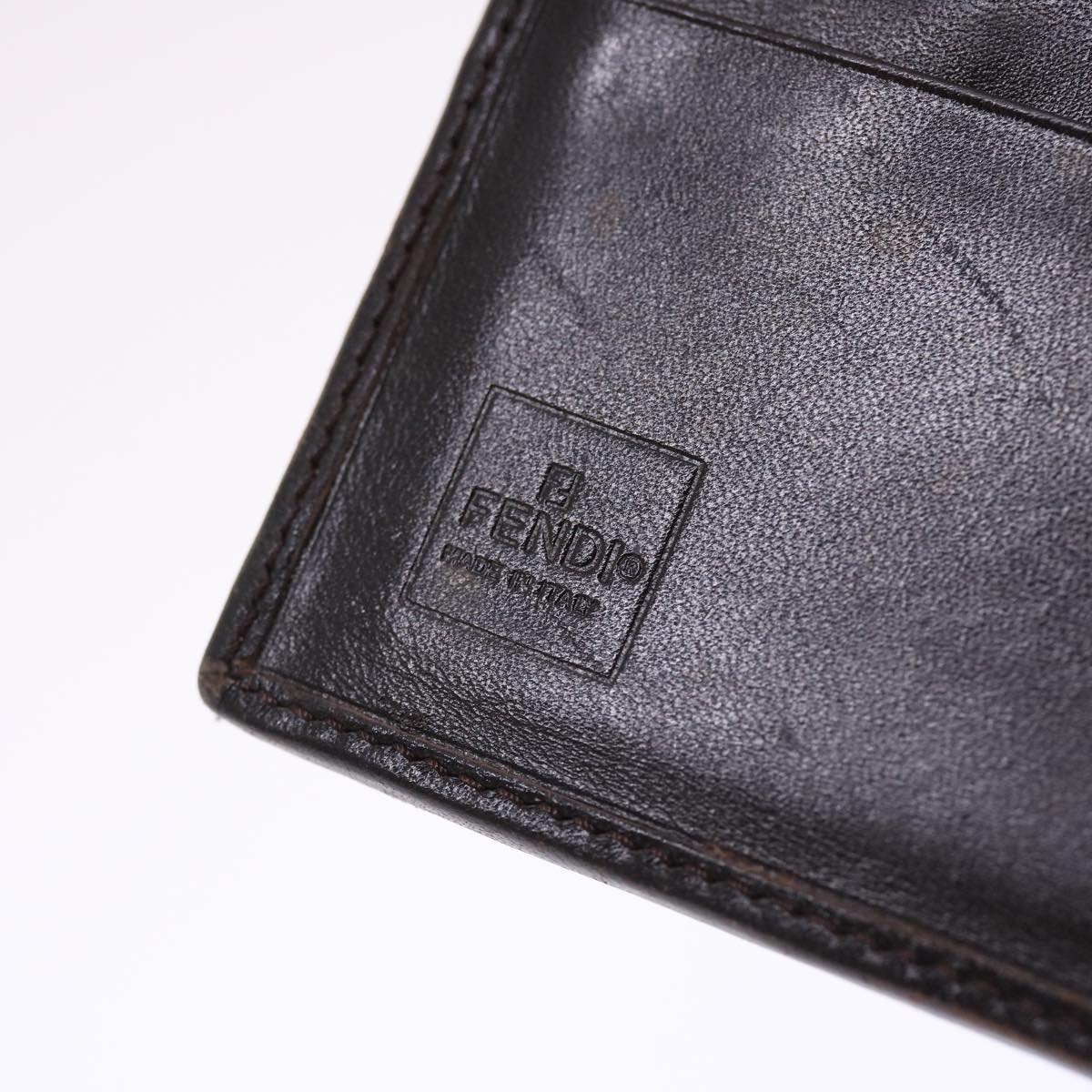 FENDI Zucca Canvas Wallet Black Brown Auth 50832