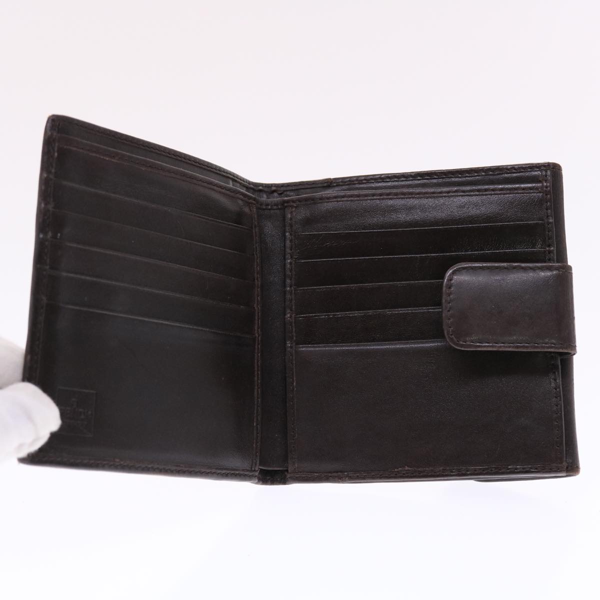 FENDI Zucca Canvas Wallet Black Brown Auth 50832