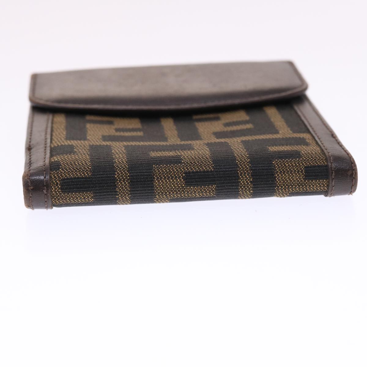 FENDI Zucca Canvas Wallet Black Brown Auth 50832