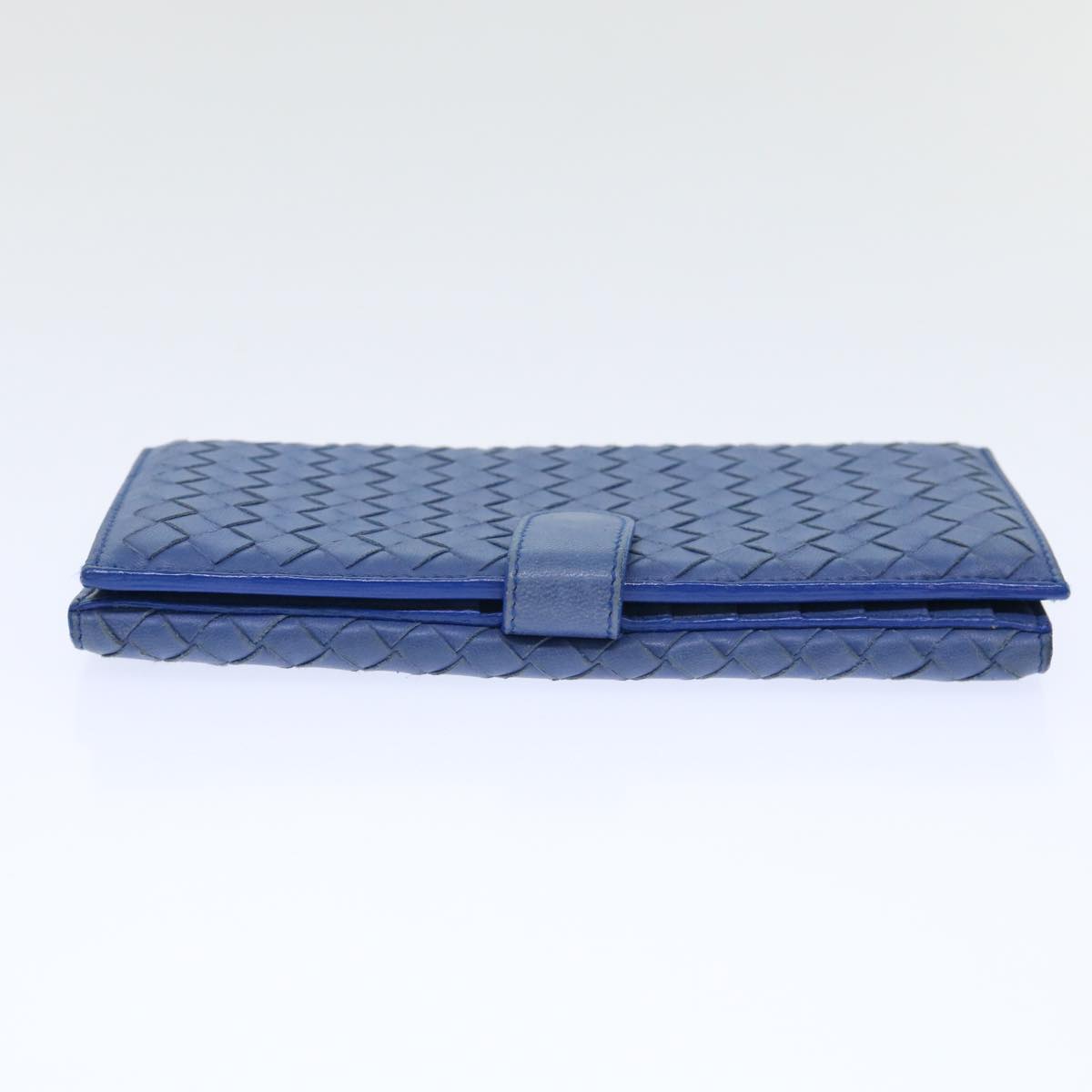 BOTTEGA VENETA INTRECCIATO Long Wallet Leather Blue Auth 50841