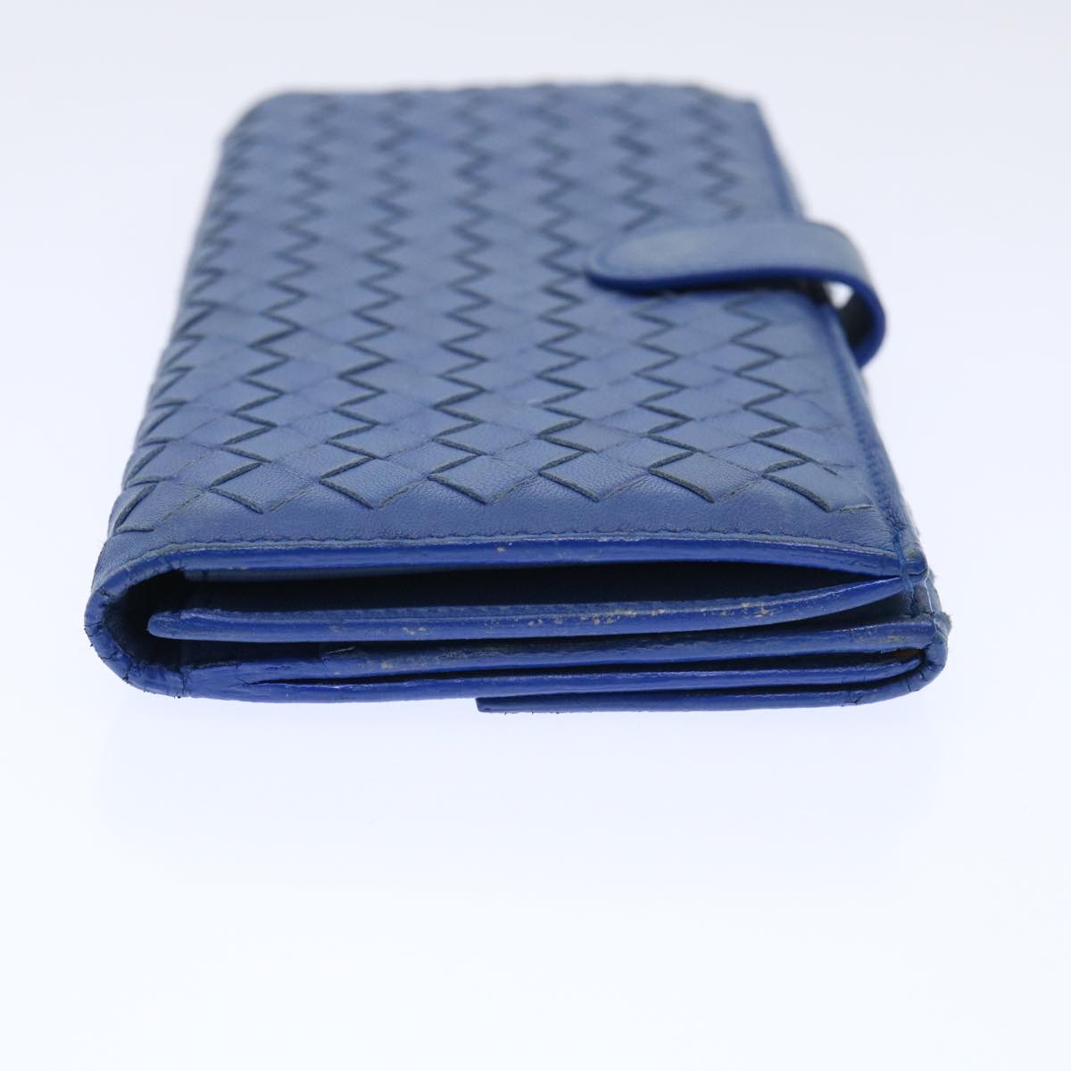 BOTTEGA VENETA INTRECCIATO Long Wallet Leather Blue Auth 50841