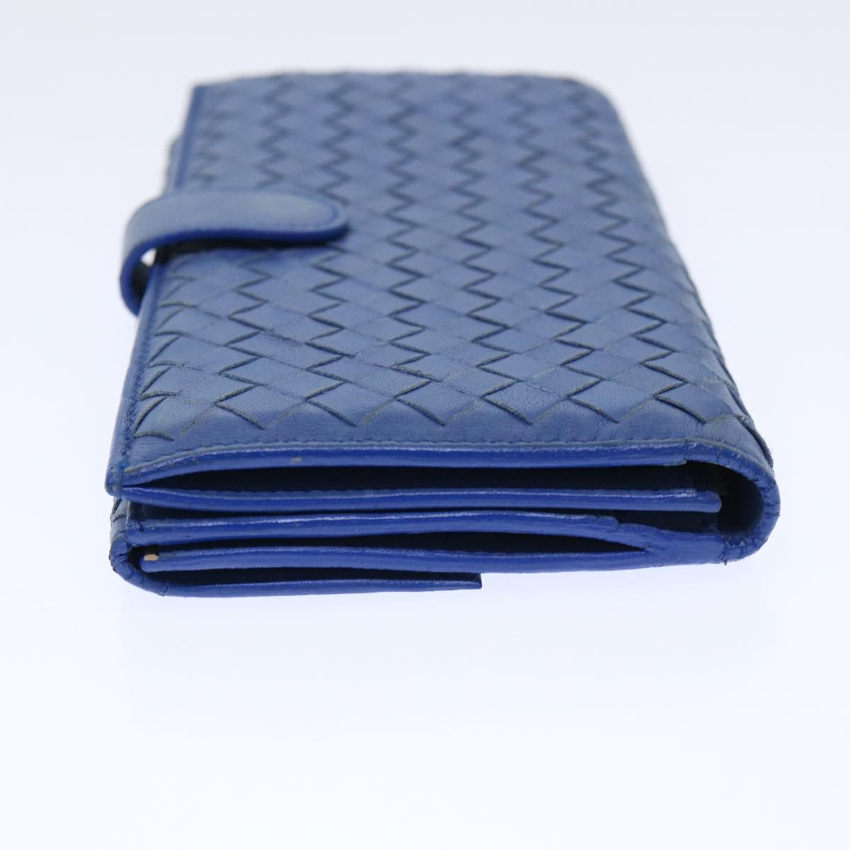 BOTTEGA VENETA INTRECCIATO Long Wallet Leather Blue Auth 50841