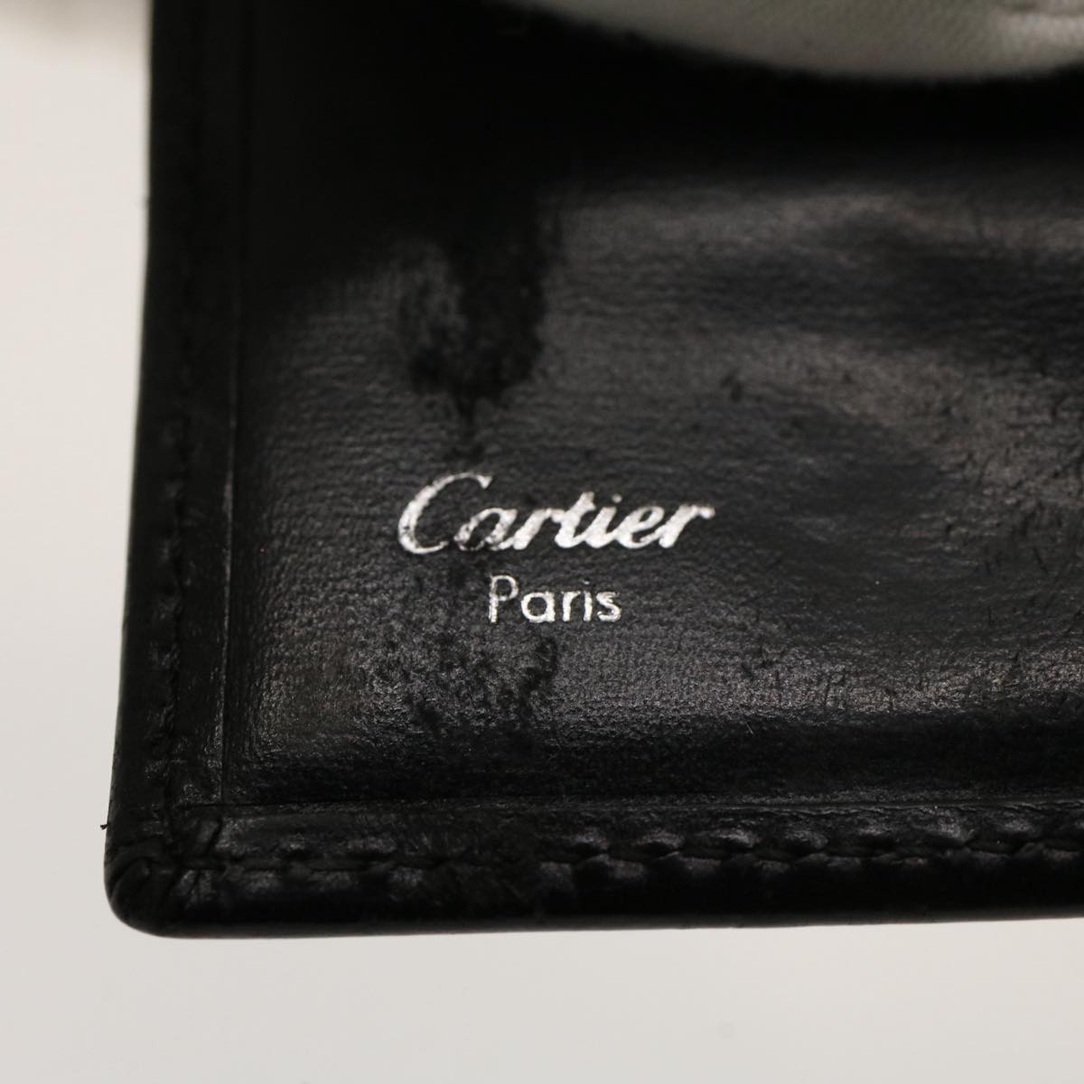 CARTIER Key Case Leather Black Auth 50844