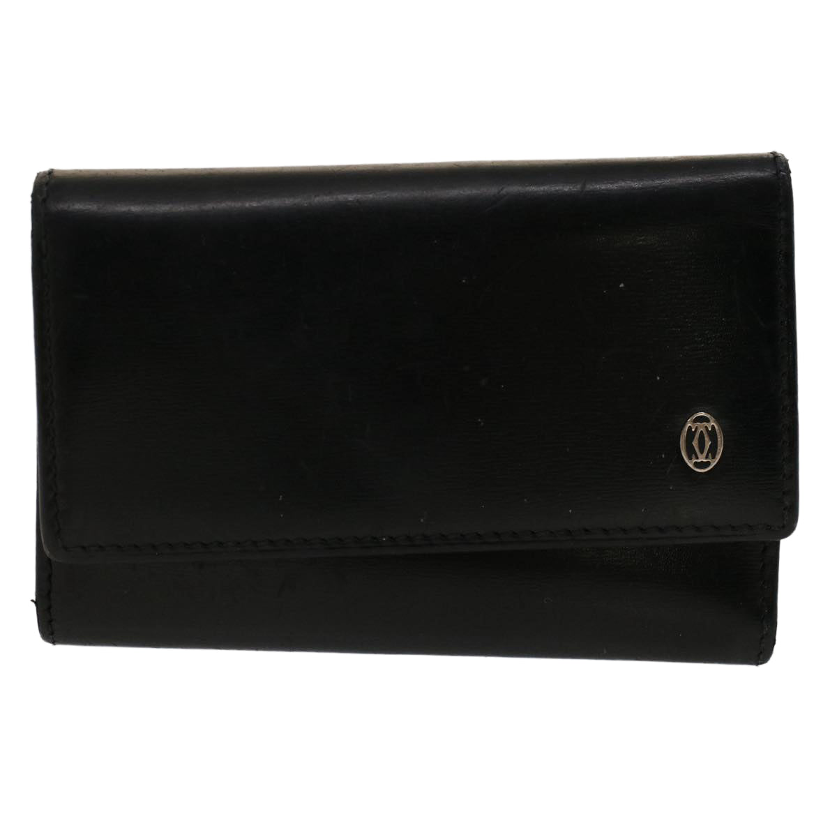 CARTIER Key Case Leather Black Auth 50844