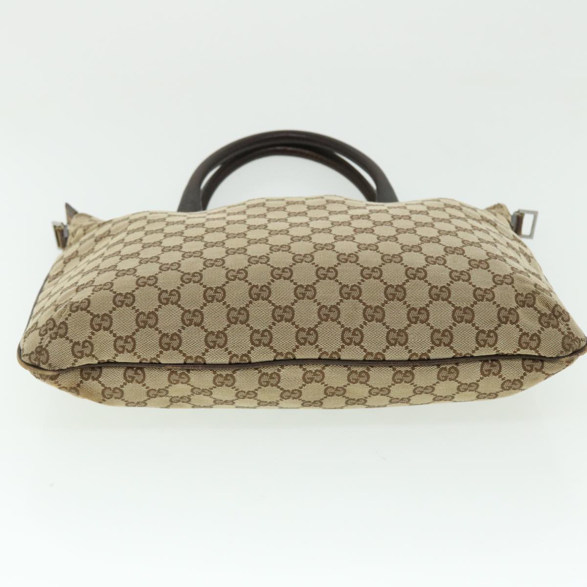 GUCCI GG Canvas Hand Bag Leather 2way Beige 122797 001013 Auth 51004