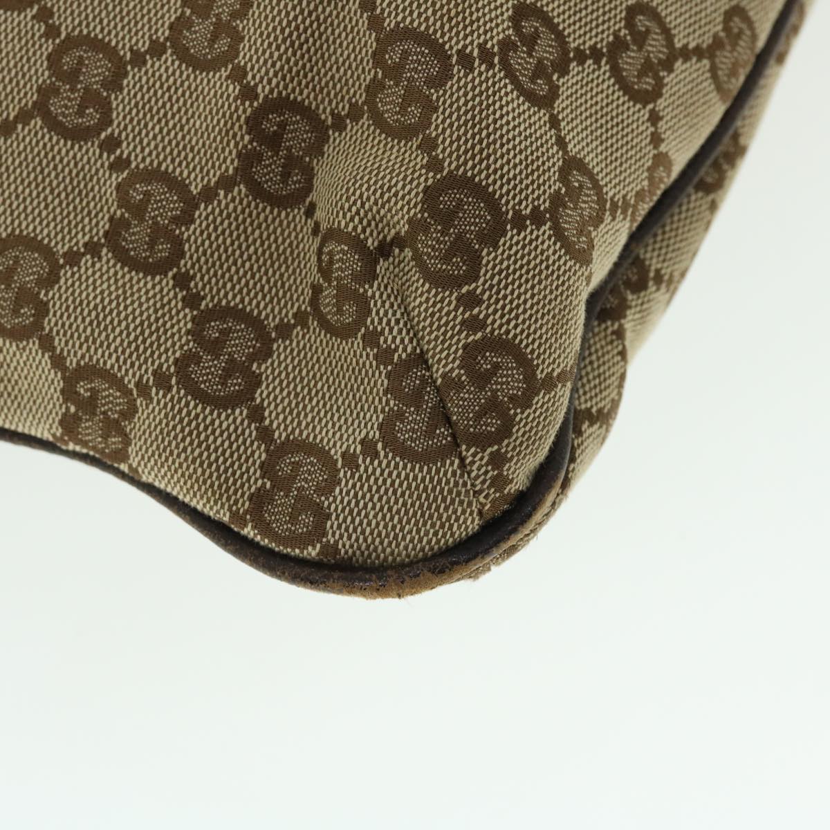 GUCCI GG Canvas Hand Bag Leather 2way Beige 122797 001013 Auth 51004