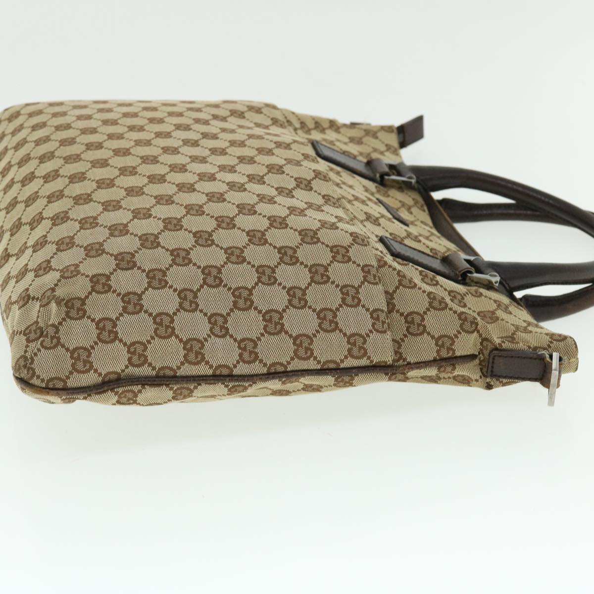 GUCCI GG Canvas Hand Bag Leather 2way Beige 122797 001013 Auth 51004