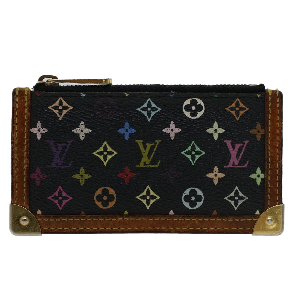 LOUIS VUITTON Monogram Multicolor Pochette Cles Purse Black M92654 LV Auth 51068