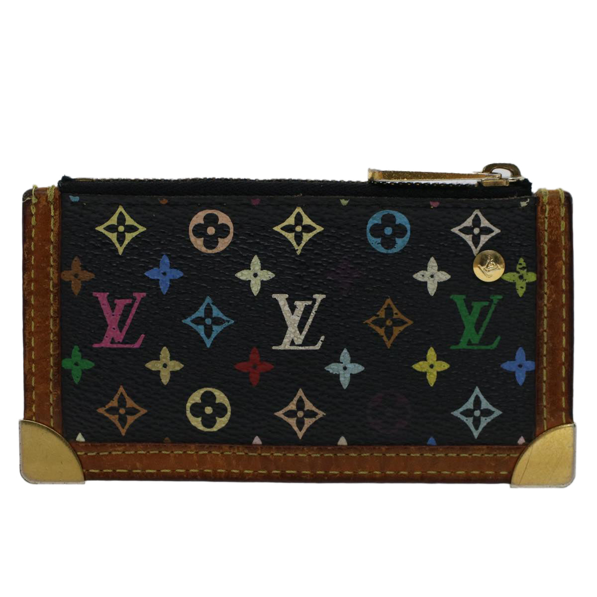 LOUIS VUITTON Monogram Multicolor Pochette Cles Purse Black M92654 LV Auth 51068