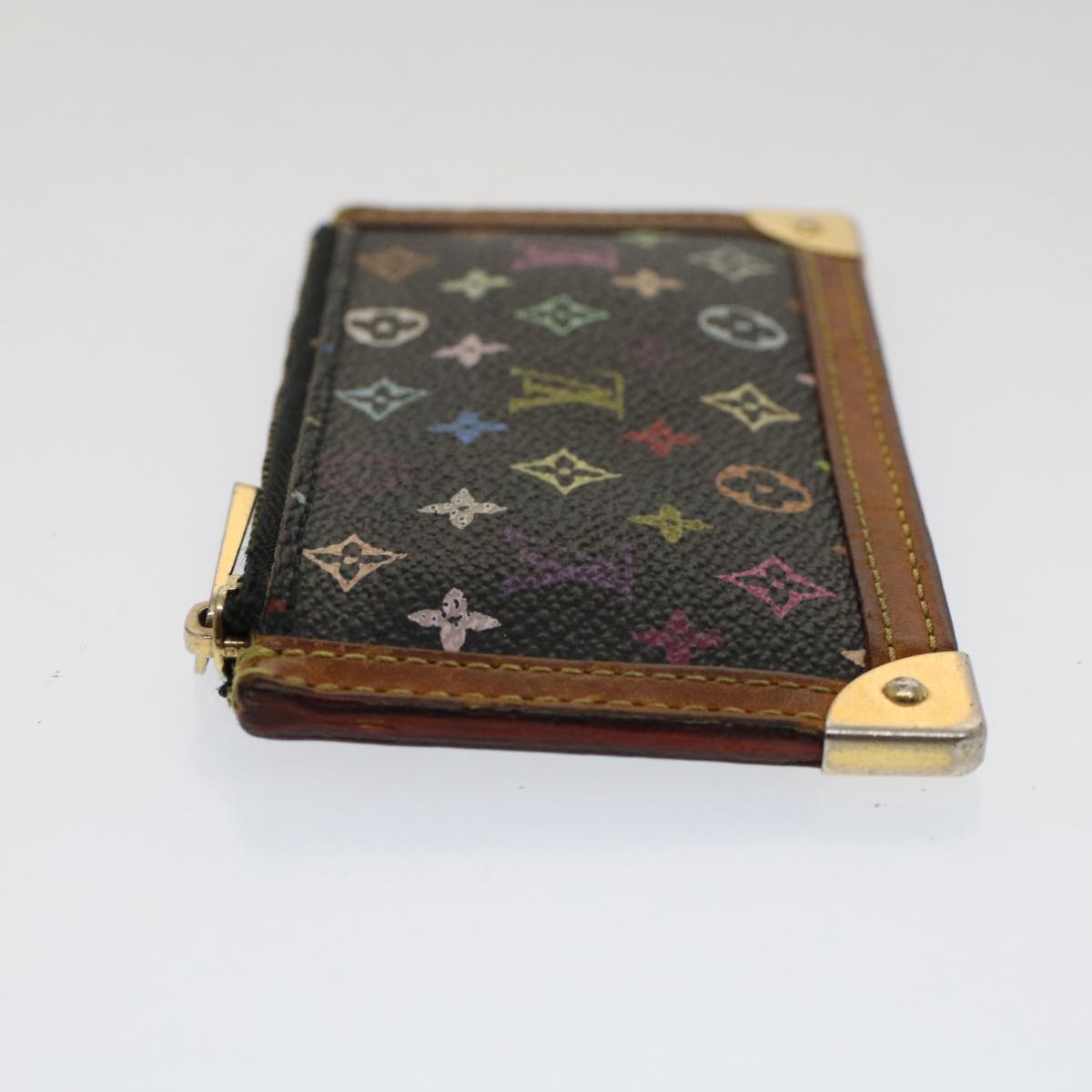 LOUIS VUITTON Monogram Multicolor Pochette Cles Purse Black M92654 LV Auth 51068