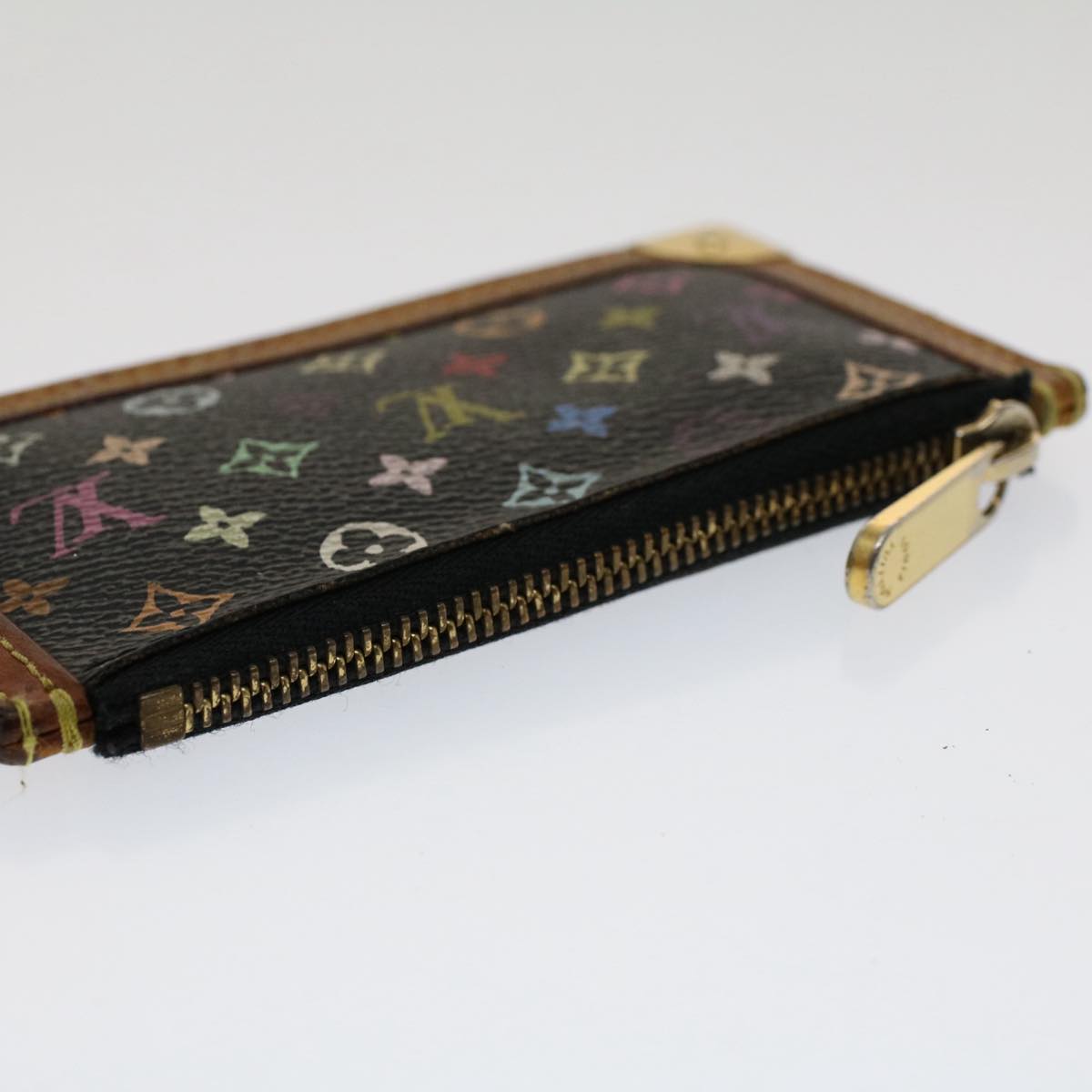 LOUIS VUITTON Monogram Multicolor Pochette Cles Purse Black M92654 LV Auth 51068