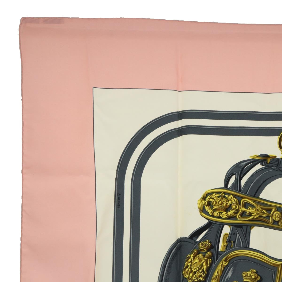 HERMES Carre 90 BRIDES de GALA Scarf Silk Pink White Auth 51094