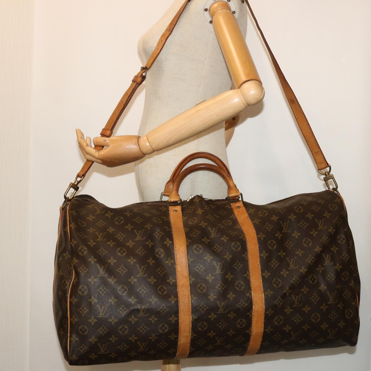 LOUIS VUITTON Monogram Keepall Bandouliere 60 Boston Bag M41412 LV Auth 51169