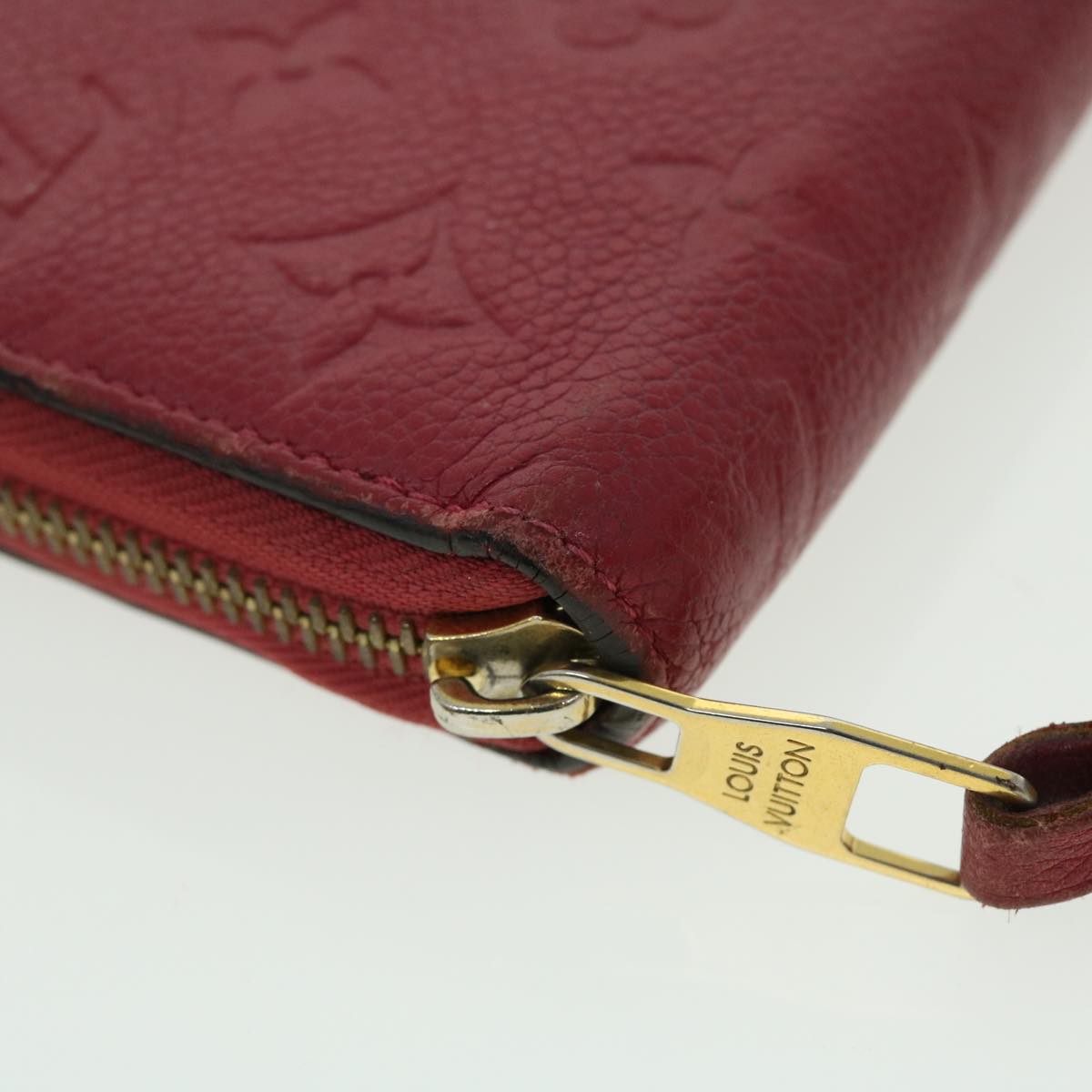 LOUIS VUITTON Monogram Empreinte Zippy Wallet Wallet Bordeaux M60549 Auth 51241