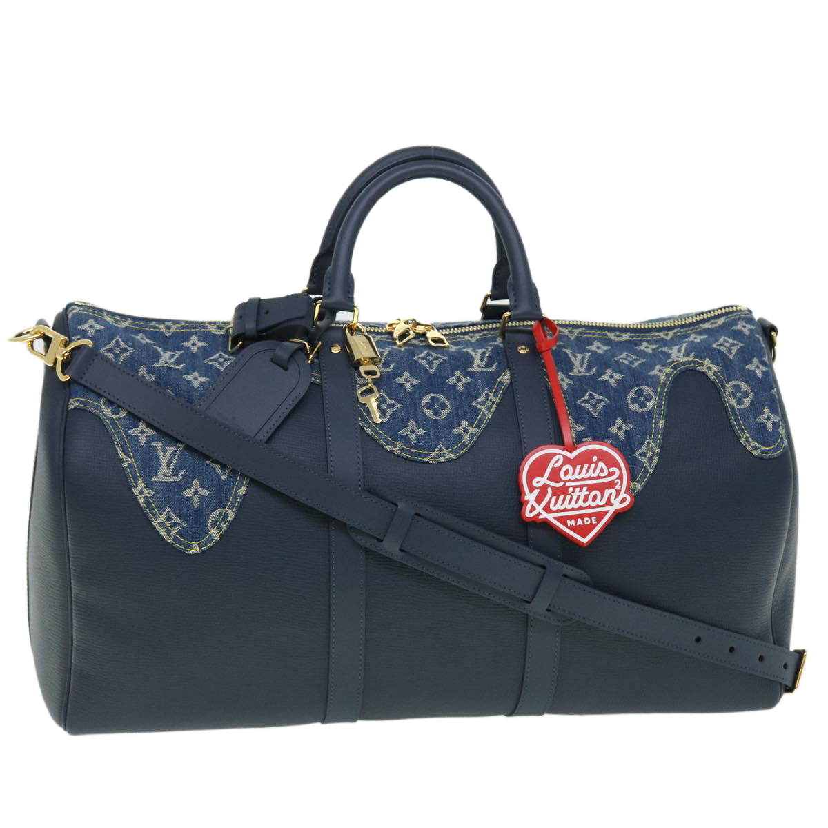 LOUIS VUITTON Denim LV Squared NIGO Keepall Bandouliere 50 M45975 Auth 51259A