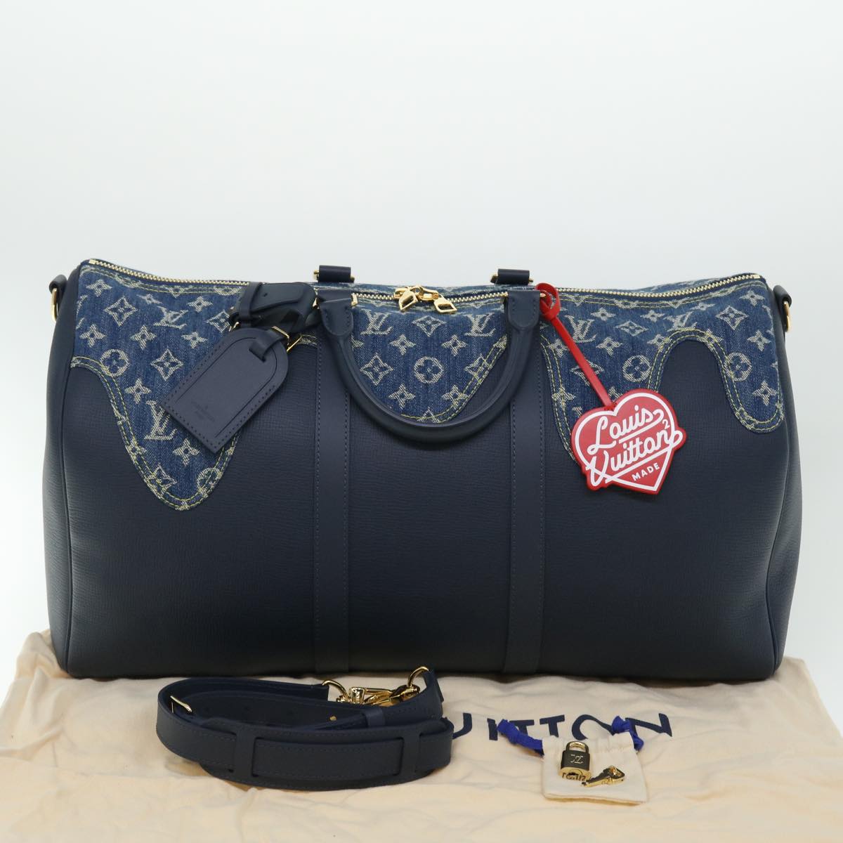 LOUIS VUITTON Denim LV Squared NIGO Keepall Bandouliere 50 M45975 Auth 51259A