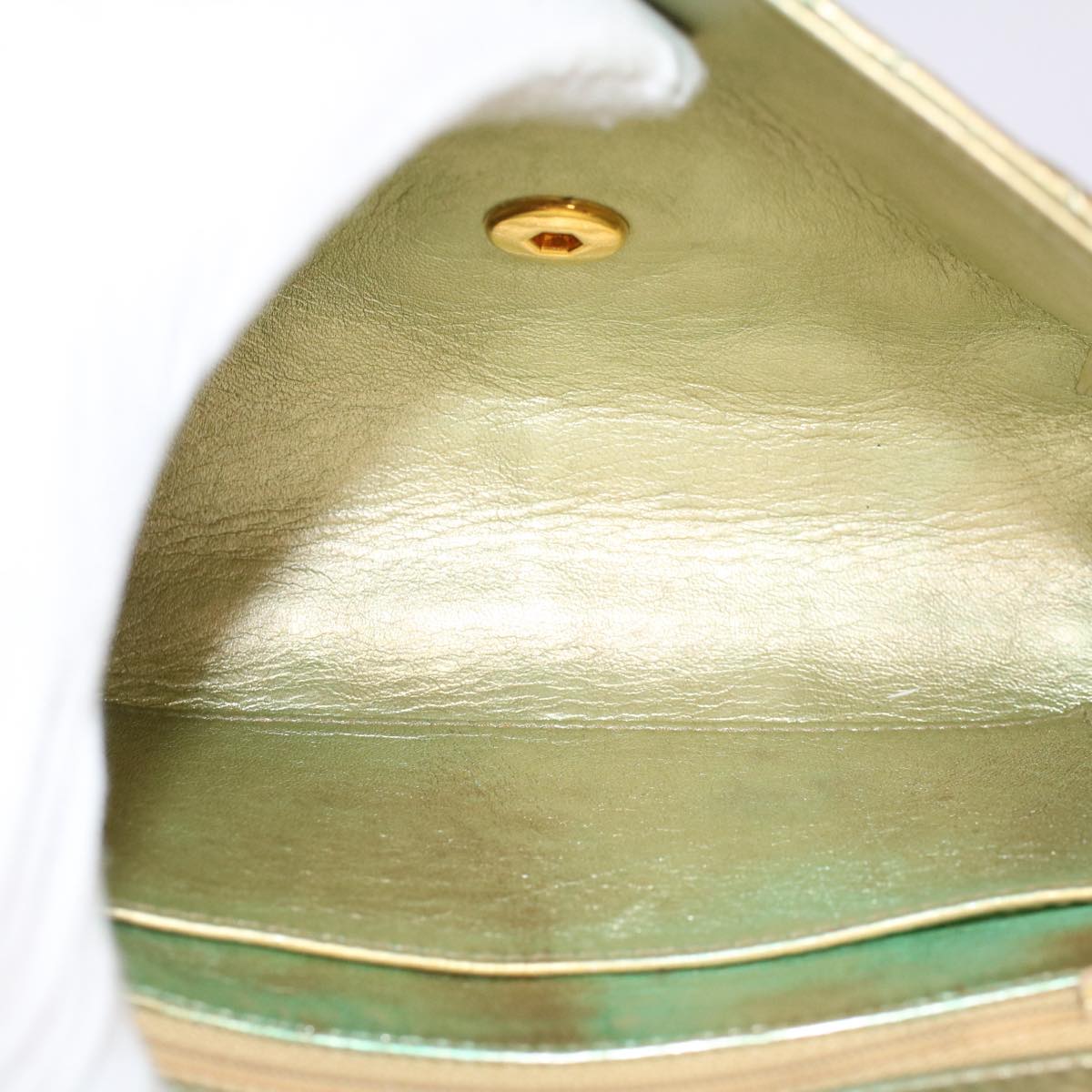 CHANEL Matelasse Turn Lock Chain Shoulder Bag Lamb Skin Gold CC Auth 51274SAM