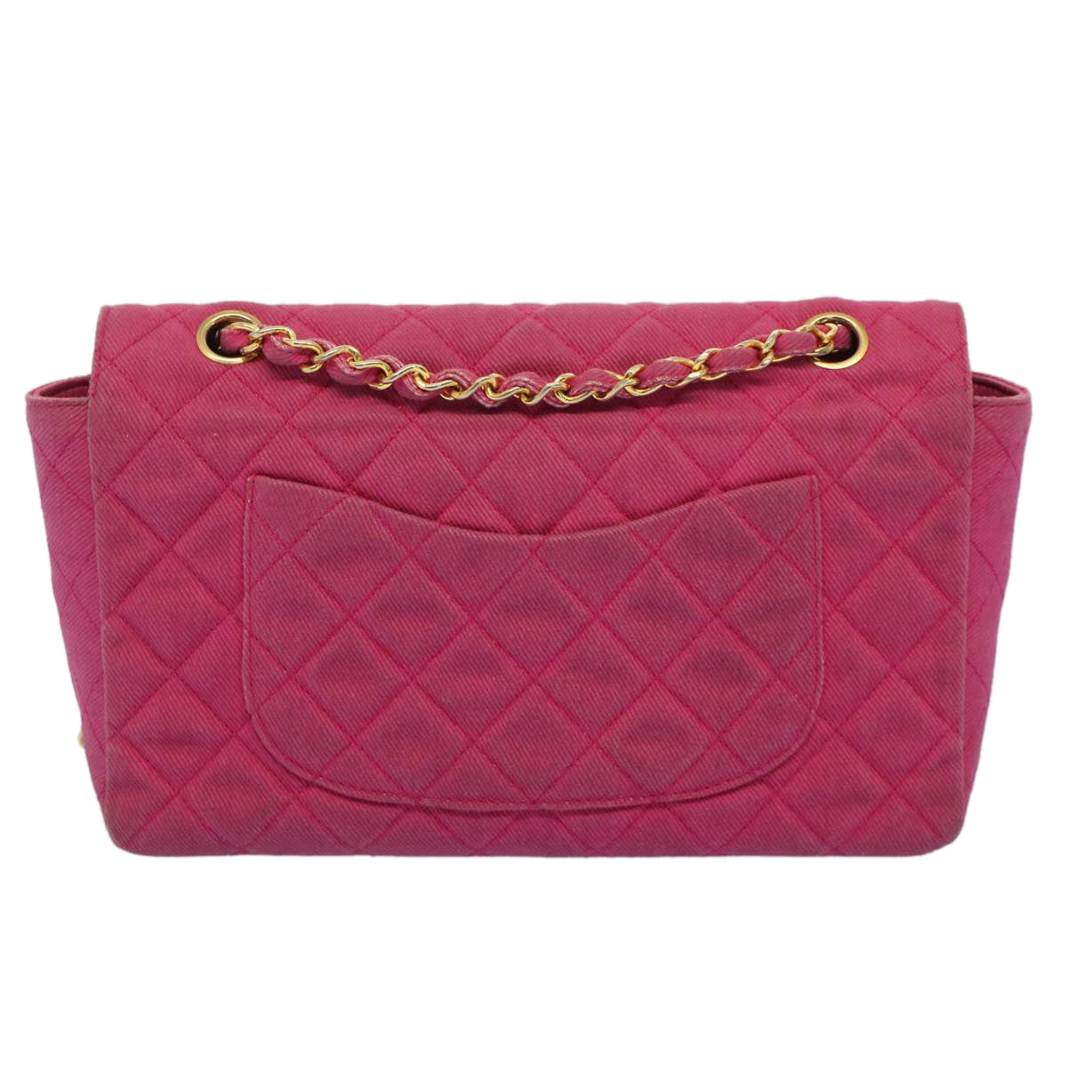 CHANEL Matelasse 25 Chain Flap Shoulder Bag Canvas Pink CC Auth 51276A