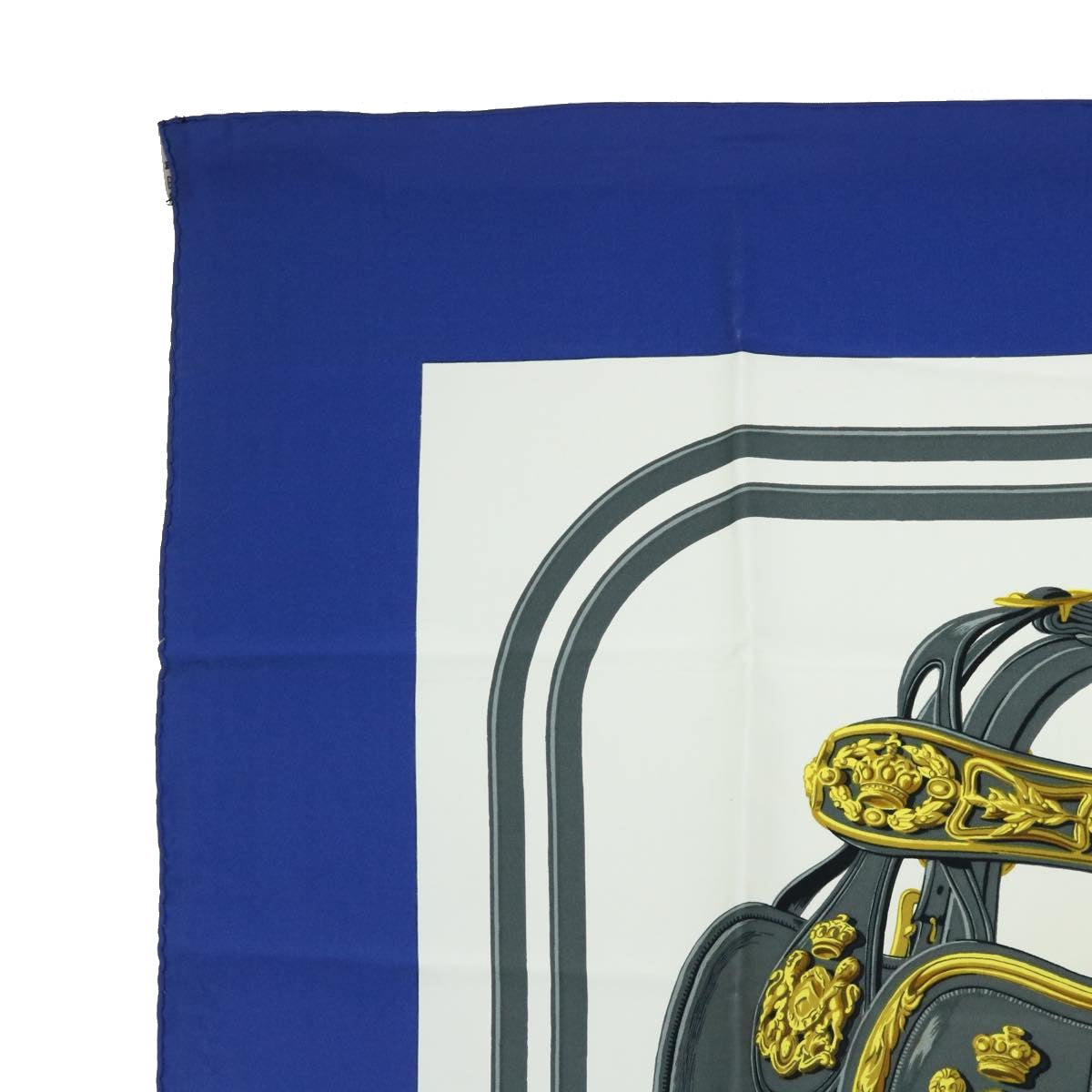 HERMES Carre 90 BRIDES de GALA Scarf Silk Blue Beige Auth 51321