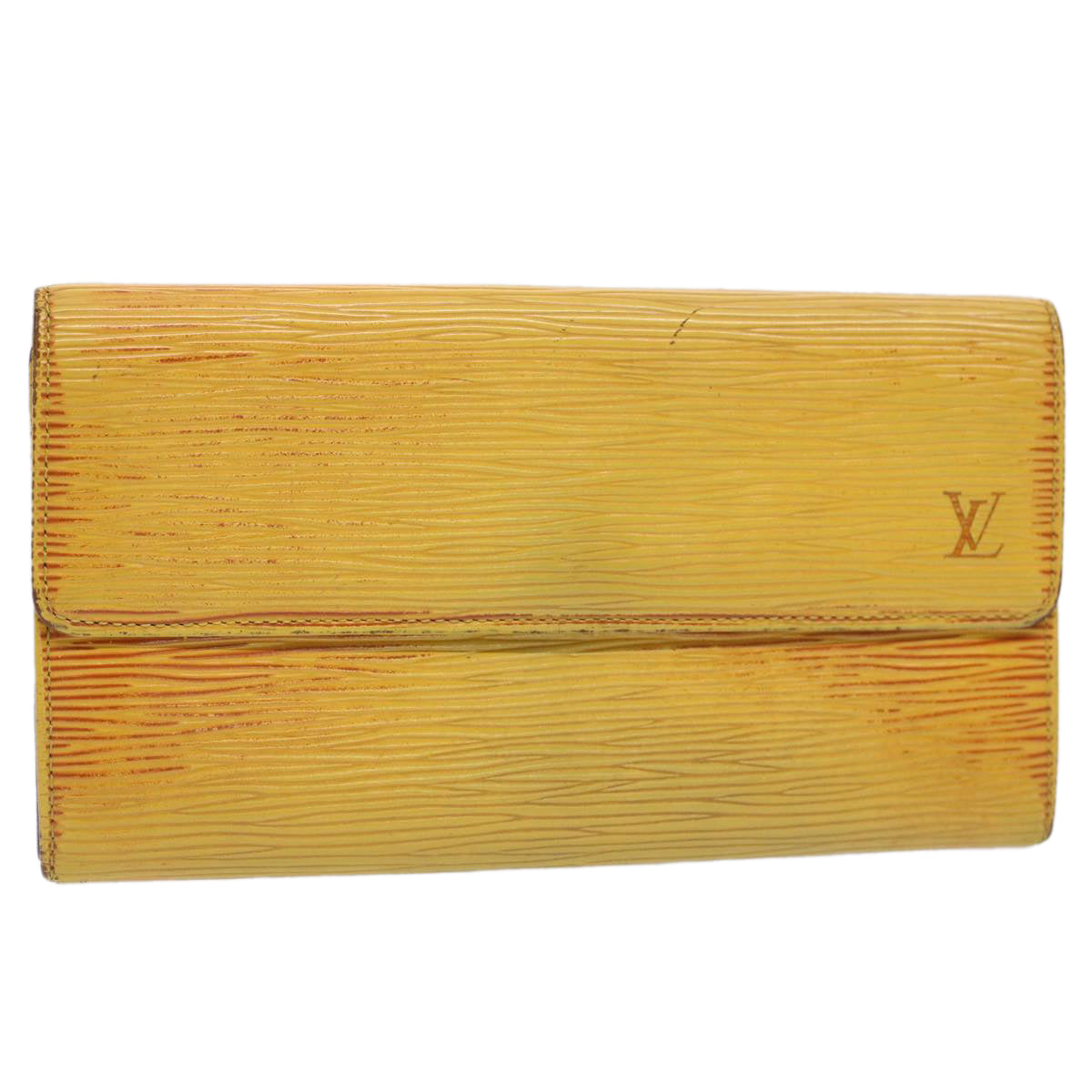 LOUIS VUITTON Epi Portefeuille Credit Long Wallet Yellow M63579 LV Auth 51328