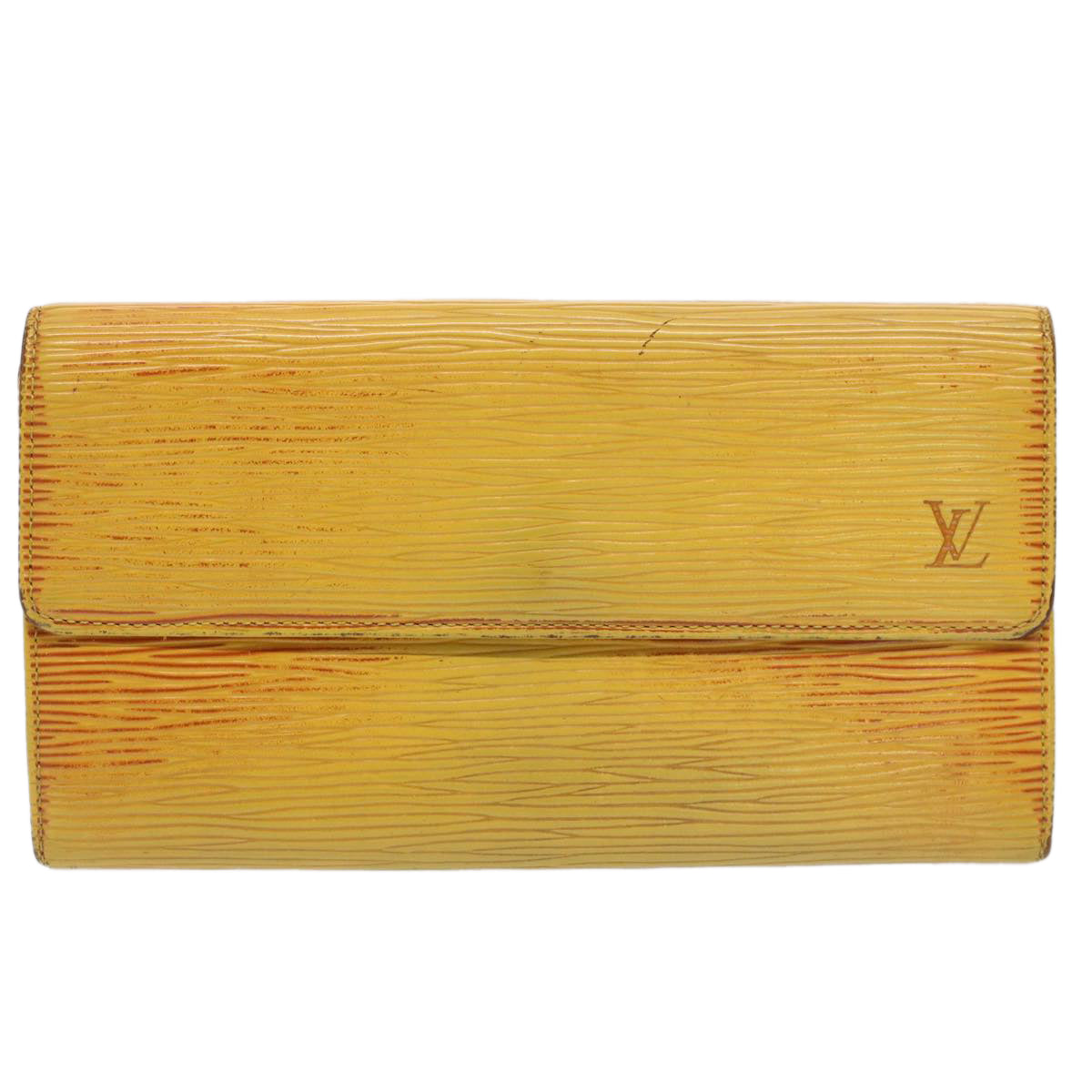 LOUIS VUITTON Epi Portefeuille Credit Long Wallet Yellow M63579 LV Auth 51328