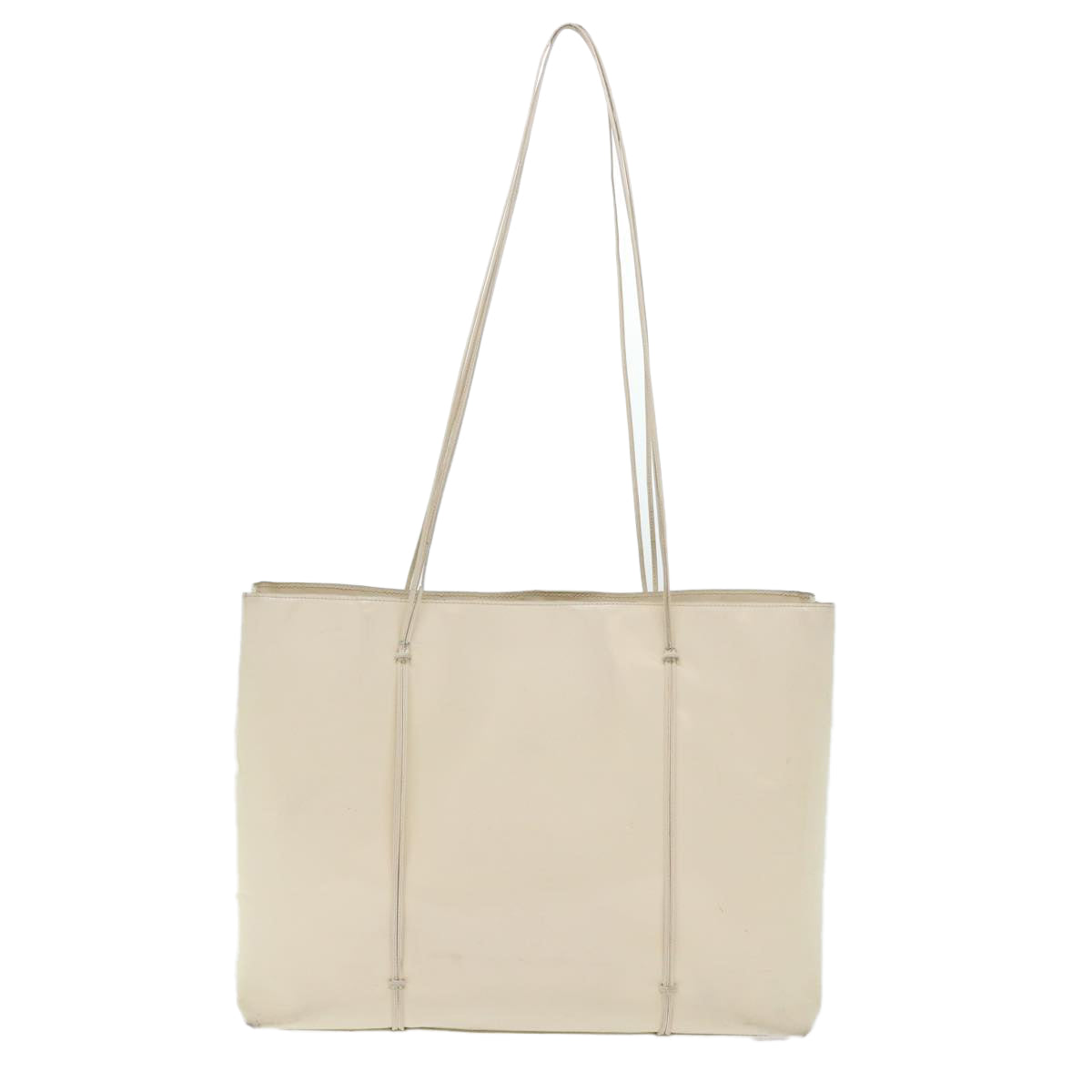 PRADA Tote Bag Patent leather White Auth 51330