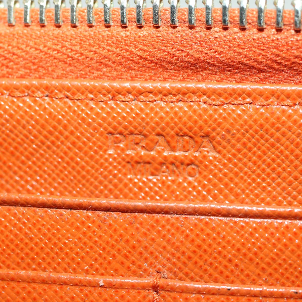 PRADA Long Wallet Safiano leather Orange Auth 51338