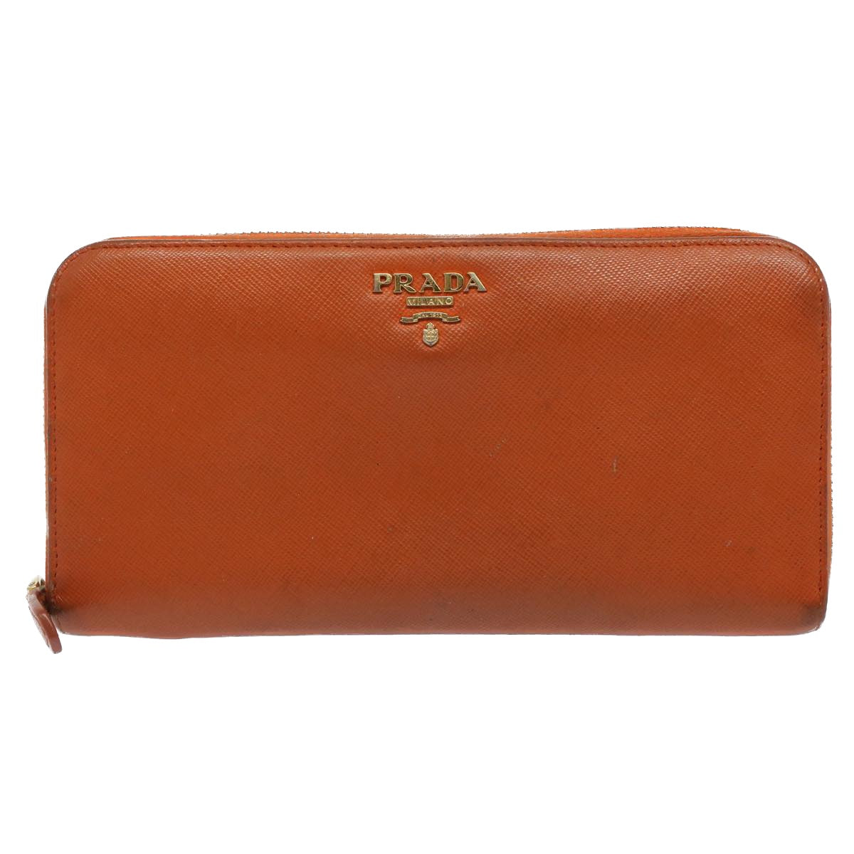 PRADA Long Wallet Safiano leather Orange Auth 51338