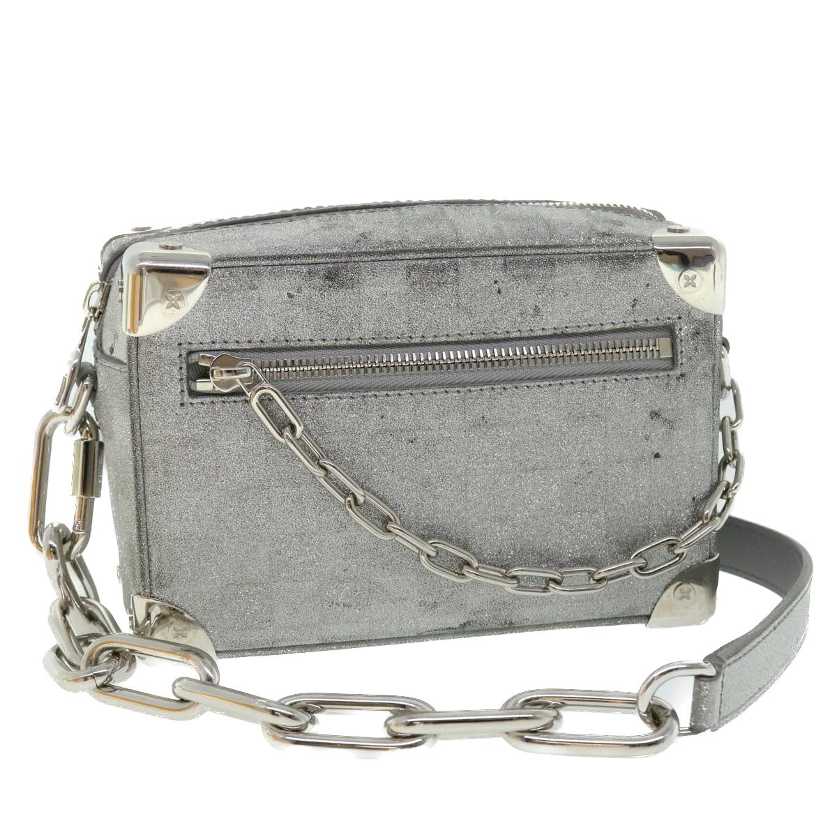 LOUIS VUITTON Damier Glitter Mini Soft Trunk Bag Silver M59726 LV Auth 51371V
