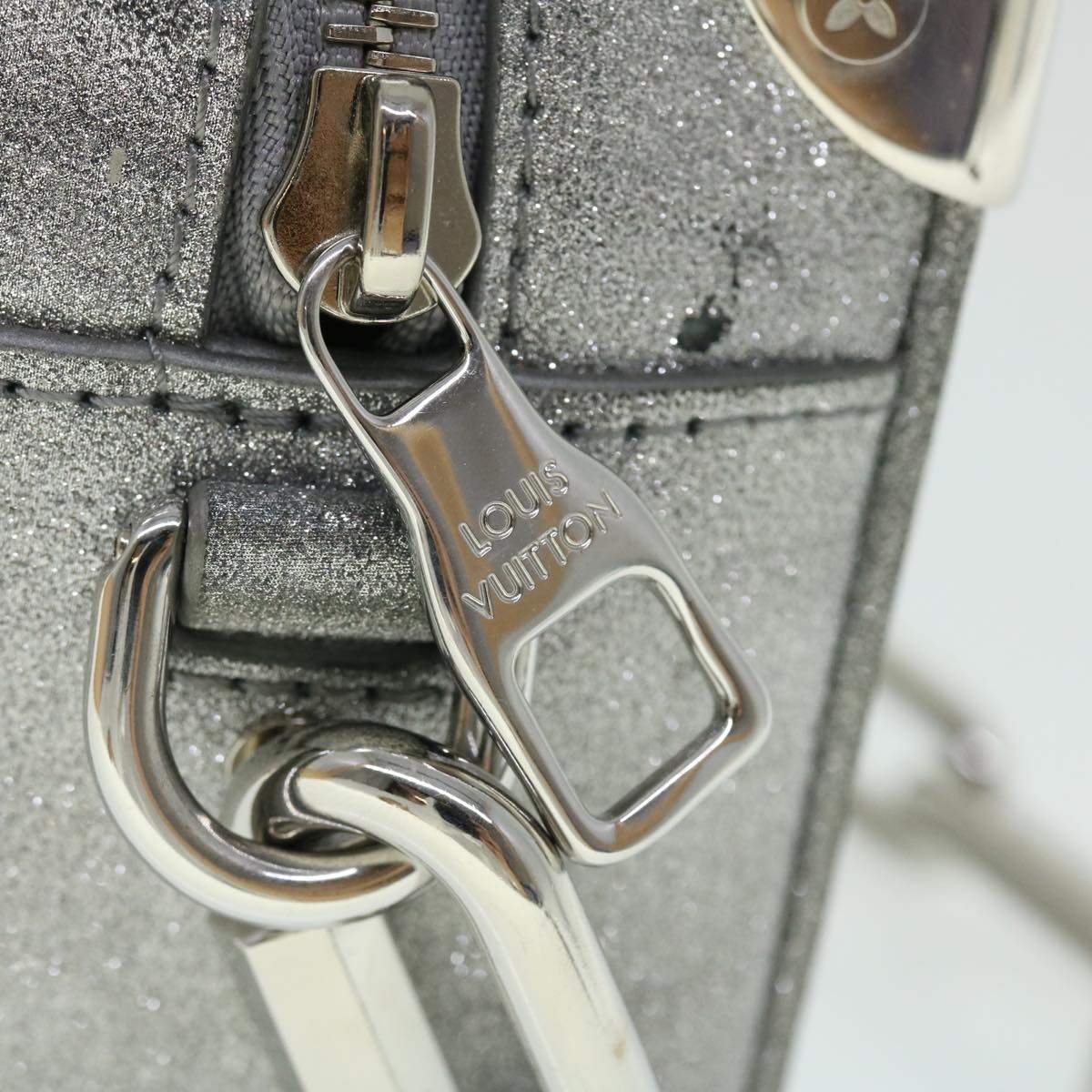 LOUIS VUITTON Damier Glitter Mini Soft Trunk Bag Silver M59726 LV Auth 51371V