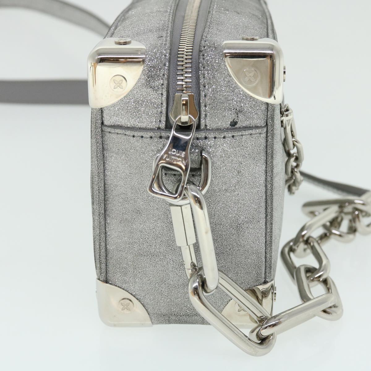 LOUIS VUITTON Damier Glitter Mini Soft Trunk Bag Silver M59726 LV Auth 51371V