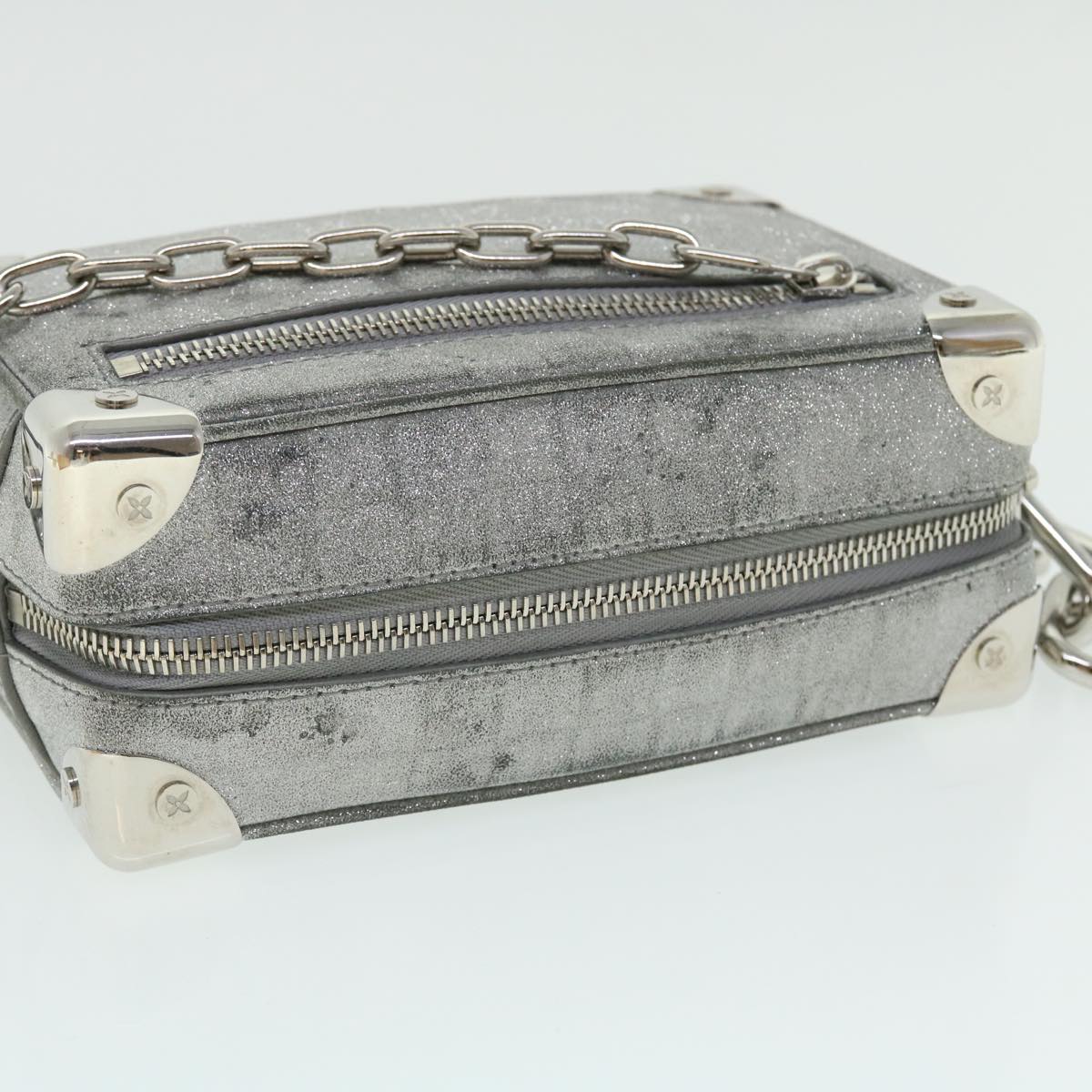 LOUIS VUITTON Damier Glitter Mini Soft Trunk Bag Silver M59726 LV Auth 51371V