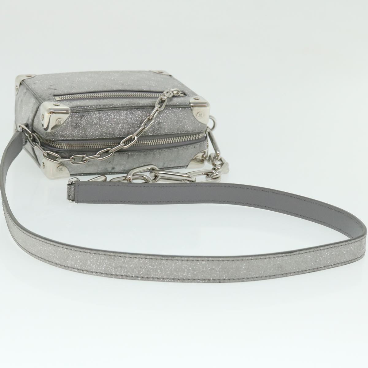 LOUIS VUITTON Damier Glitter Mini Soft Trunk Bag Silver M59726 LV Auth 51371V