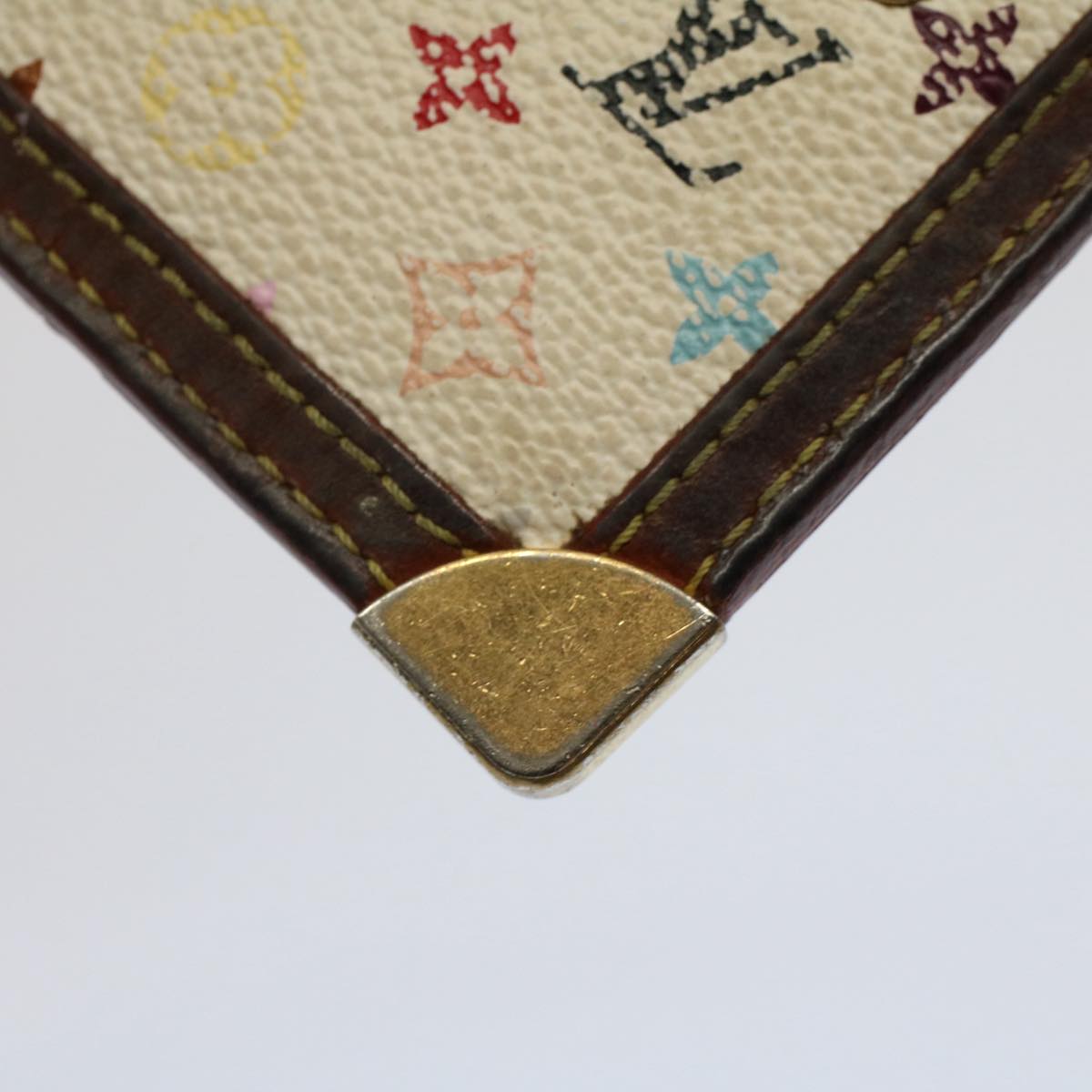 LOUIS VUITTON Monogram Multicolor Pochette Cles Purse White M92655 Auth 51383