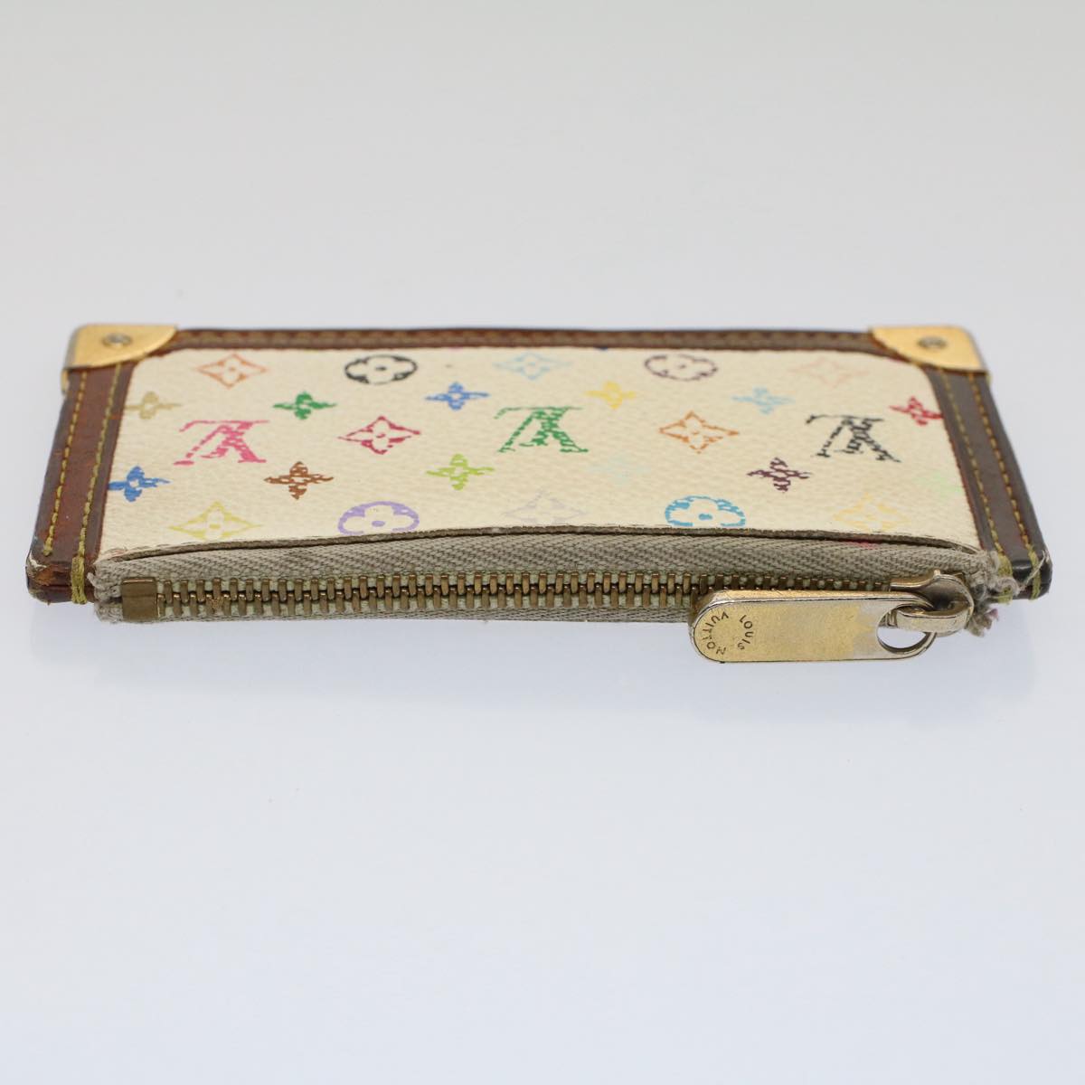 LOUIS VUITTON Monogram Multicolor Pochette Cles Purse White M92655 Auth 51383